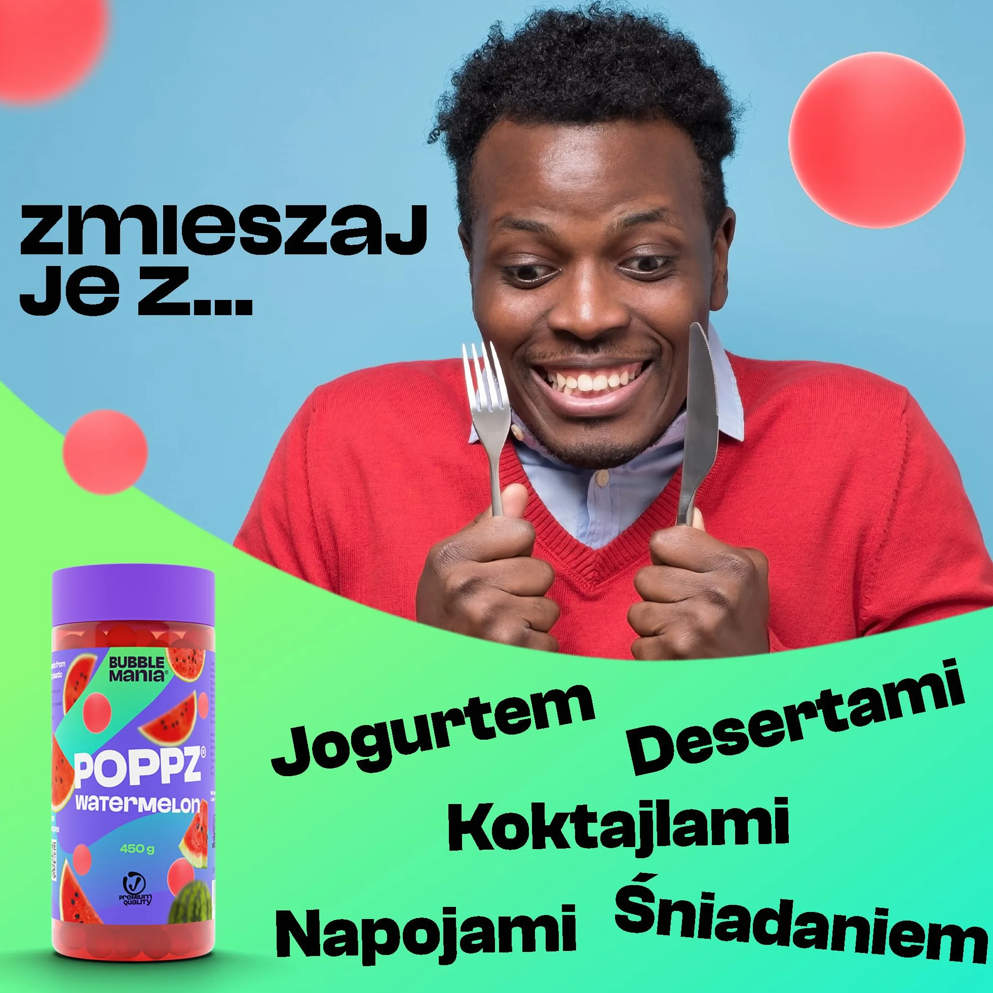 Bubble Mania Popping Boba Perły Owocowe do Bubble Tea Mango Arbuz 2 rodzaje