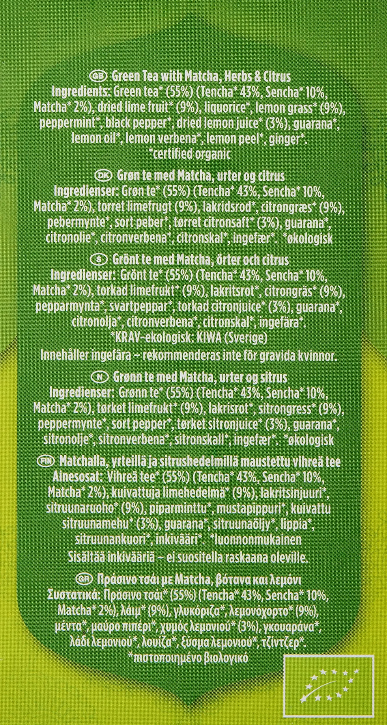 YOGI TEA Zielona matcha cytrynowa, 17 saszetek