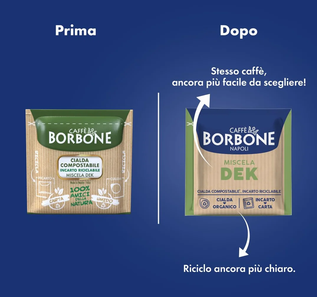 Caffè Borbone Kompostowalna Kapsułka do Kawy Bezkofeinowej Dek 150 Saszetek ESE 44 mm