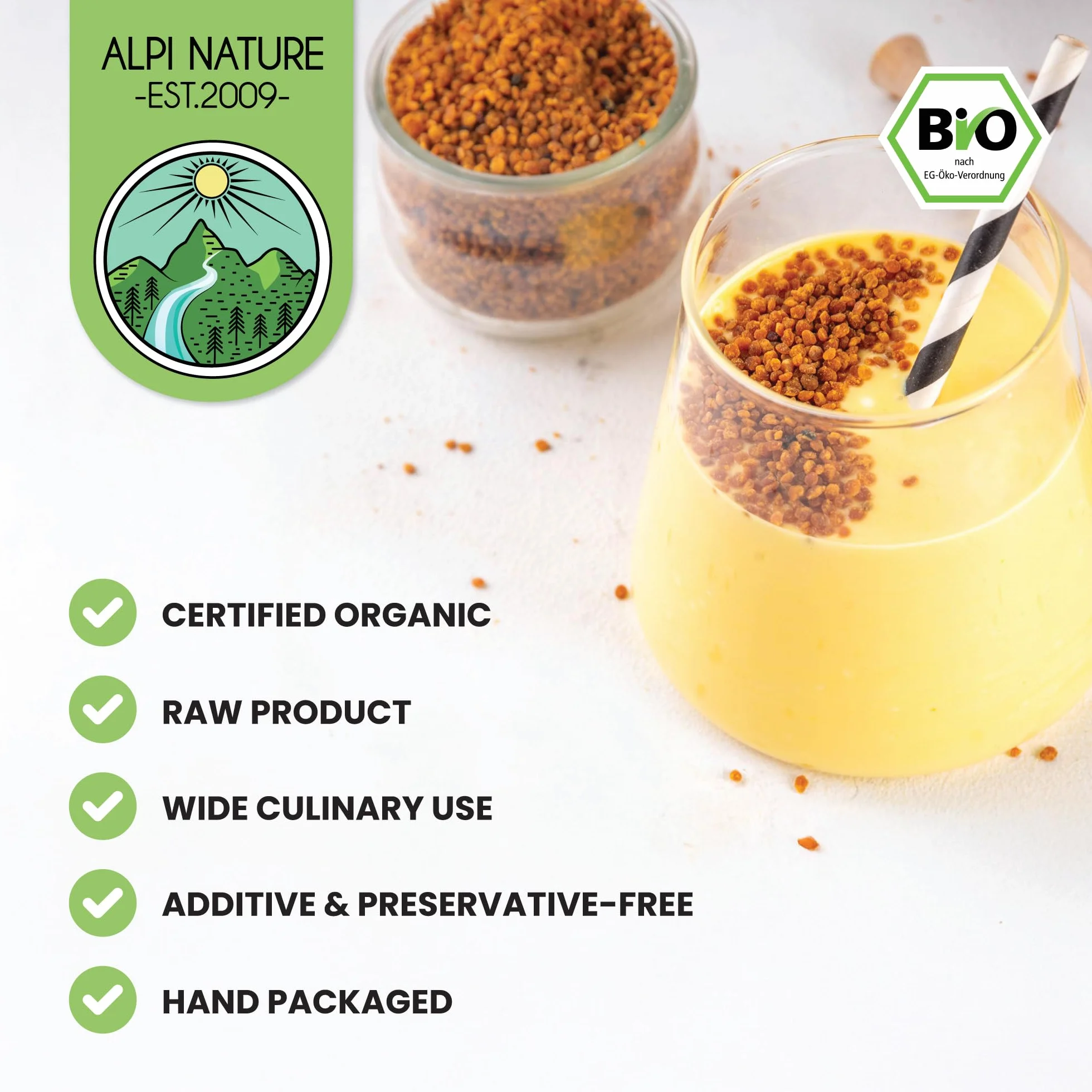 Alpi Nature Ekologiczne Granulki Pyłku Pszczelego 250g, Pyłek Pszczeli, Surowe Naturalne Granulki