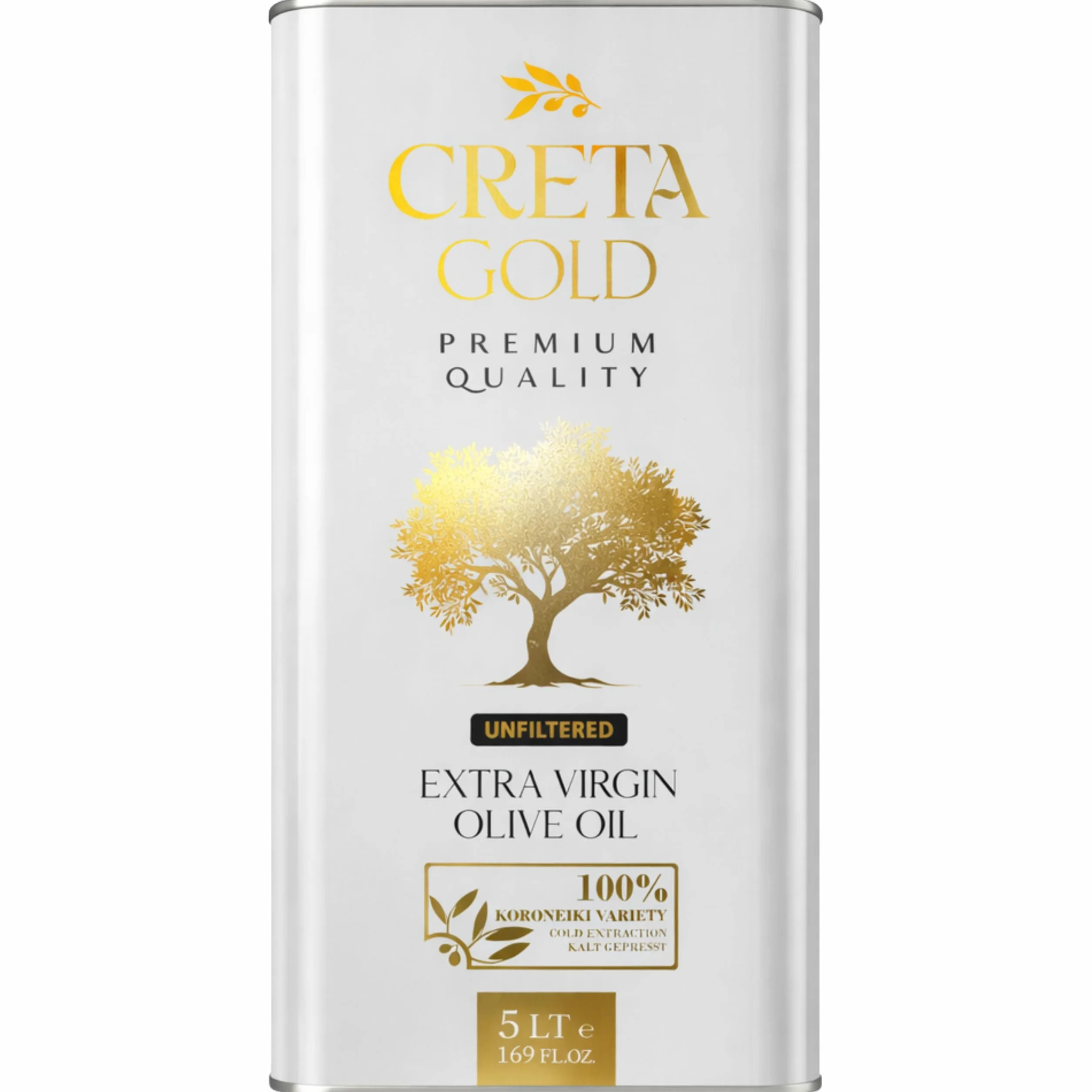 Creta Gold Oliwa z Oliwek Extra Virgin Niefiltrowana 5L Grecka Oliwa z Krety Koroneiki Tłoczona na zimno