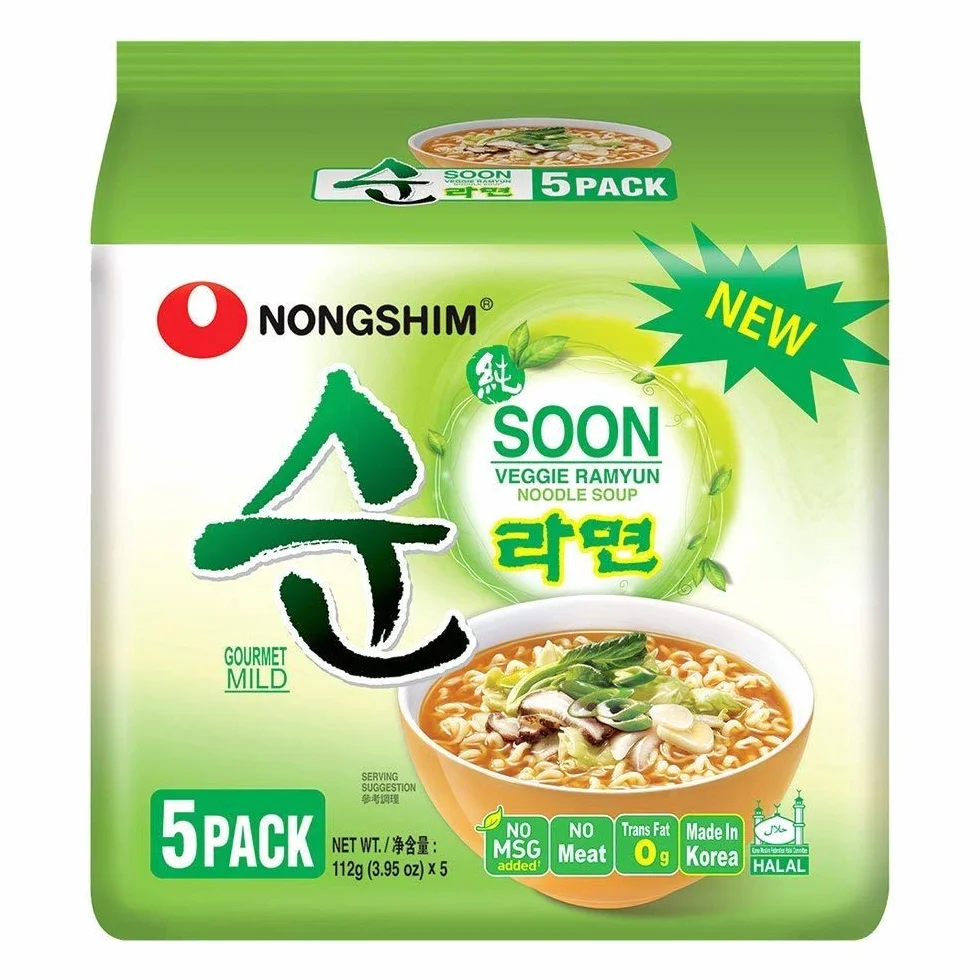 NONGSHIM - Makaron instant Soon Veggie Ramyun – 6 x 112 g – opakowanie zbiorcze