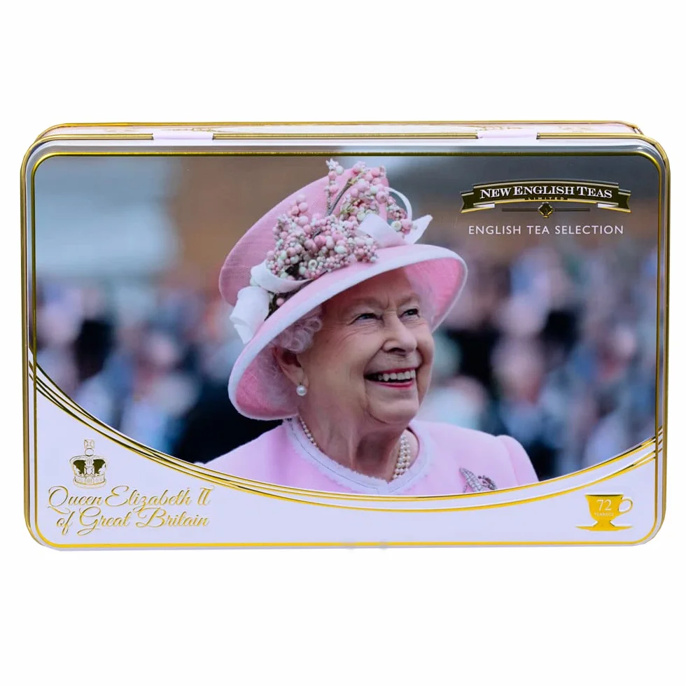 New English Teas Królowa Elizabeth II puszka na herbatę z 72 torebkami herbaty do wyboru
