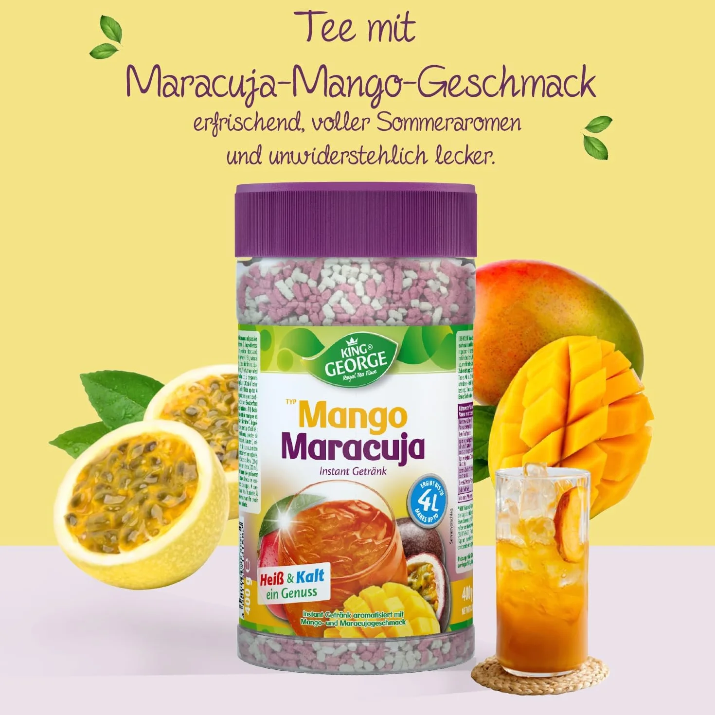 KING GEORGE Mango Maracuja 12 x 400 g Instant Ice Tea Mix Napój w proszku