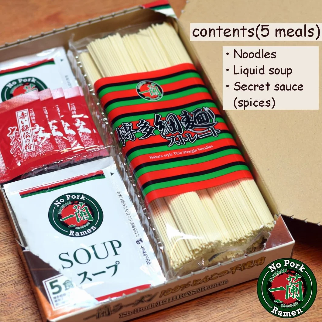 Ichiran Hakata Straight Noodle Chicken Soup Ramen with Special Secret Red Dry Sauce - 5 Meals