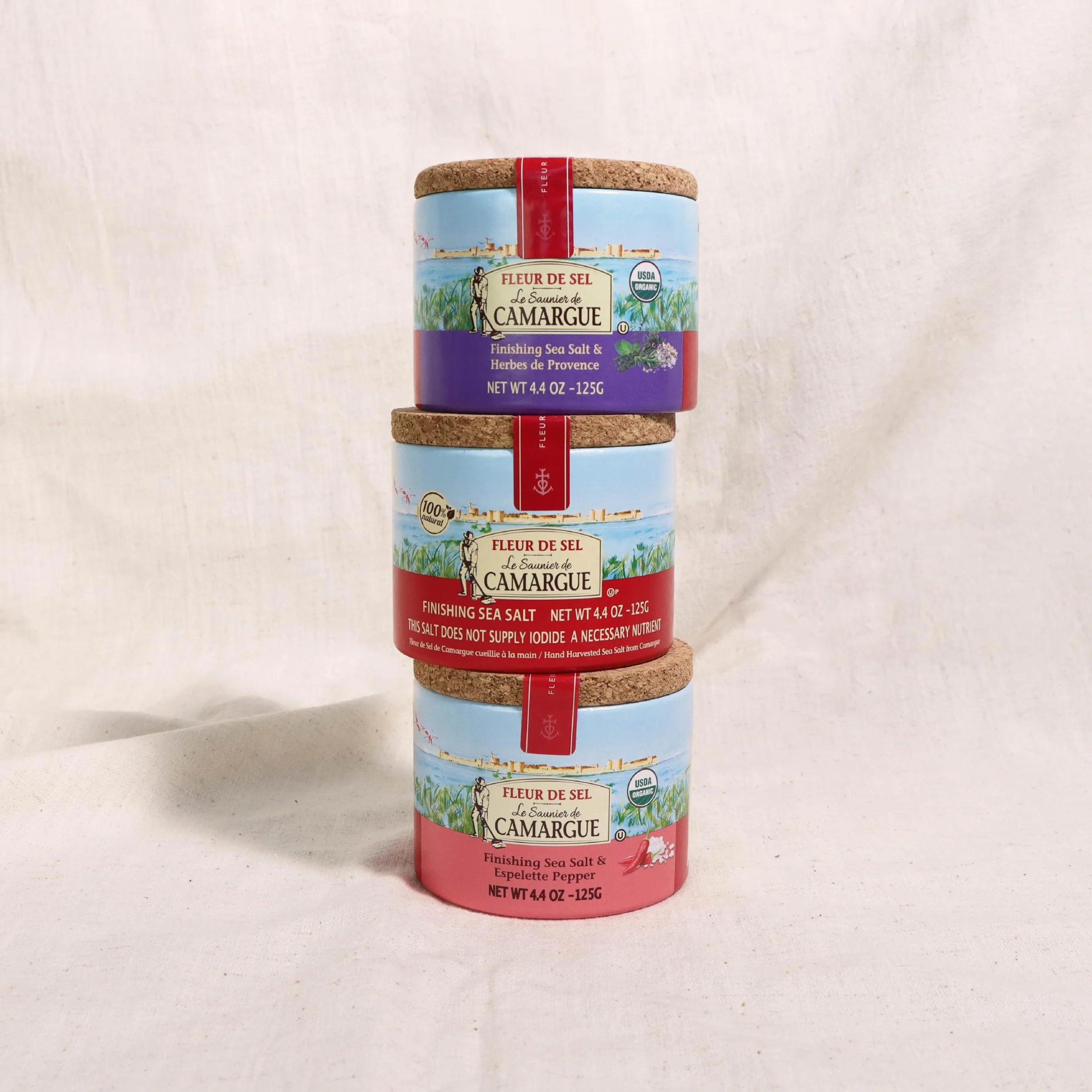 Le Saunier De Camargue Fleur De Sel Sea Salt, 4.4 oz Canisters Pack of 3