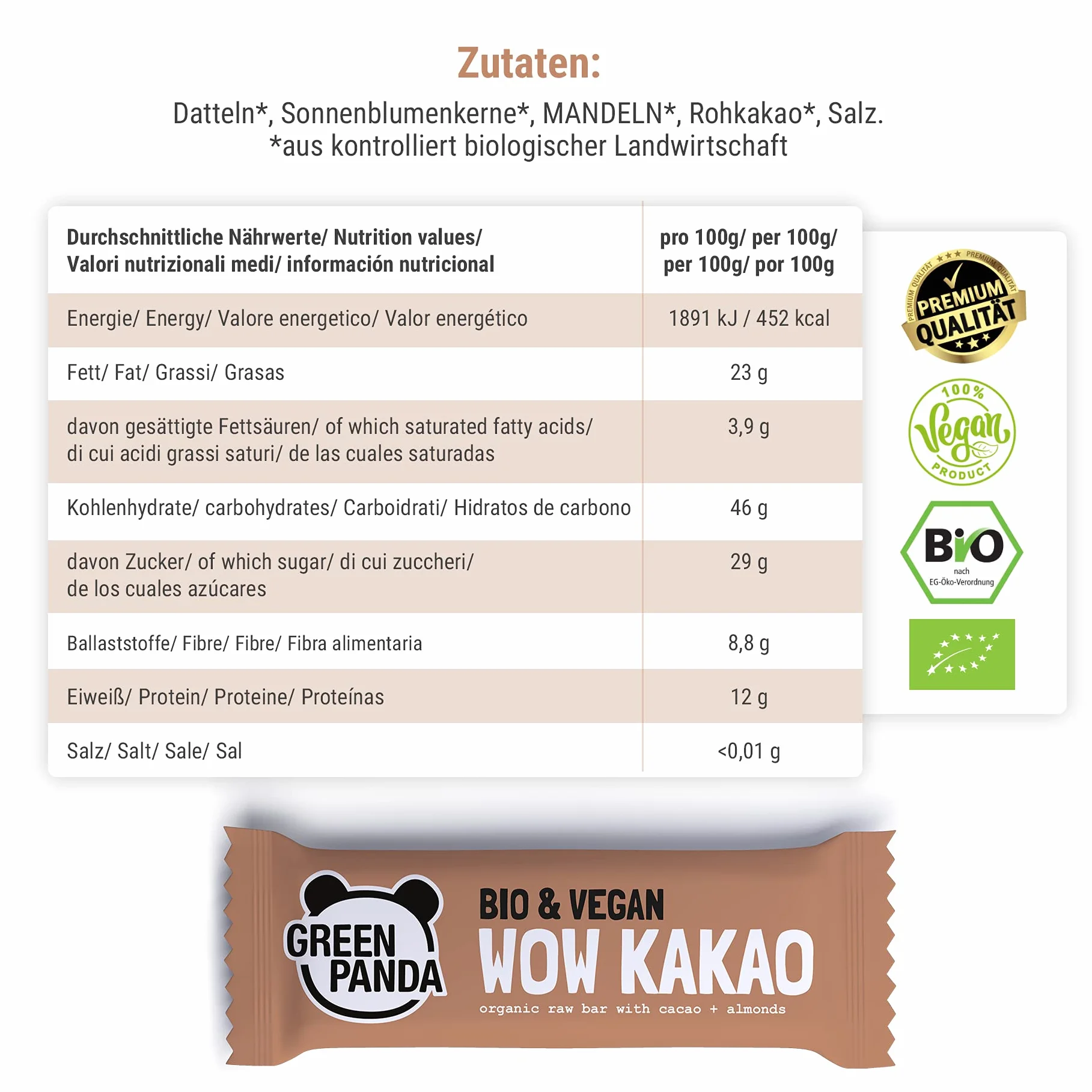 Green Panda Wegańskie batoniki Paleo Snack 12 x 30 g Power pudełko
