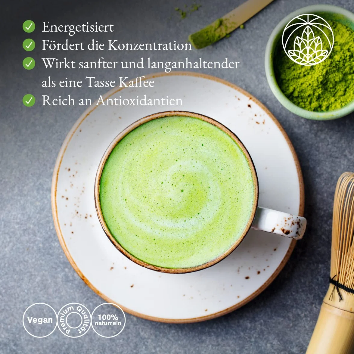 Bio matcha w proszku Monte Nativo (100 g) – herbata matcha do latte – zielona herbata premium – 100% naturalna i bez dodatków