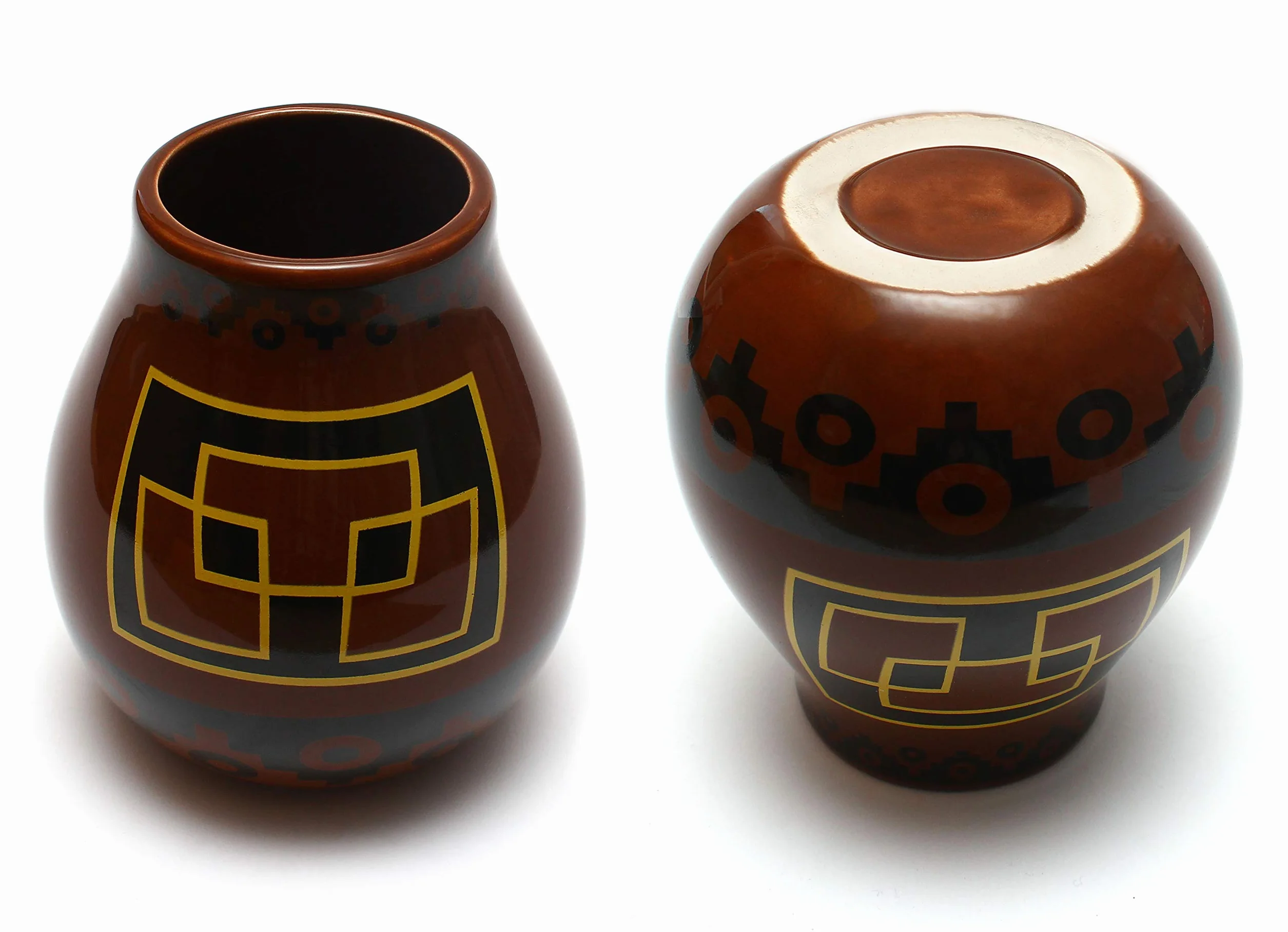 Mate Green Ciasto Bas 350 ml – kubek ceramiczny do Yerba Mate z Bombilla | południowoamerykańskie wzornictwo, glazurowane, łatwe do czyszczenia, wytrzymałe i trwałe | idealny zestaw dla miłośników