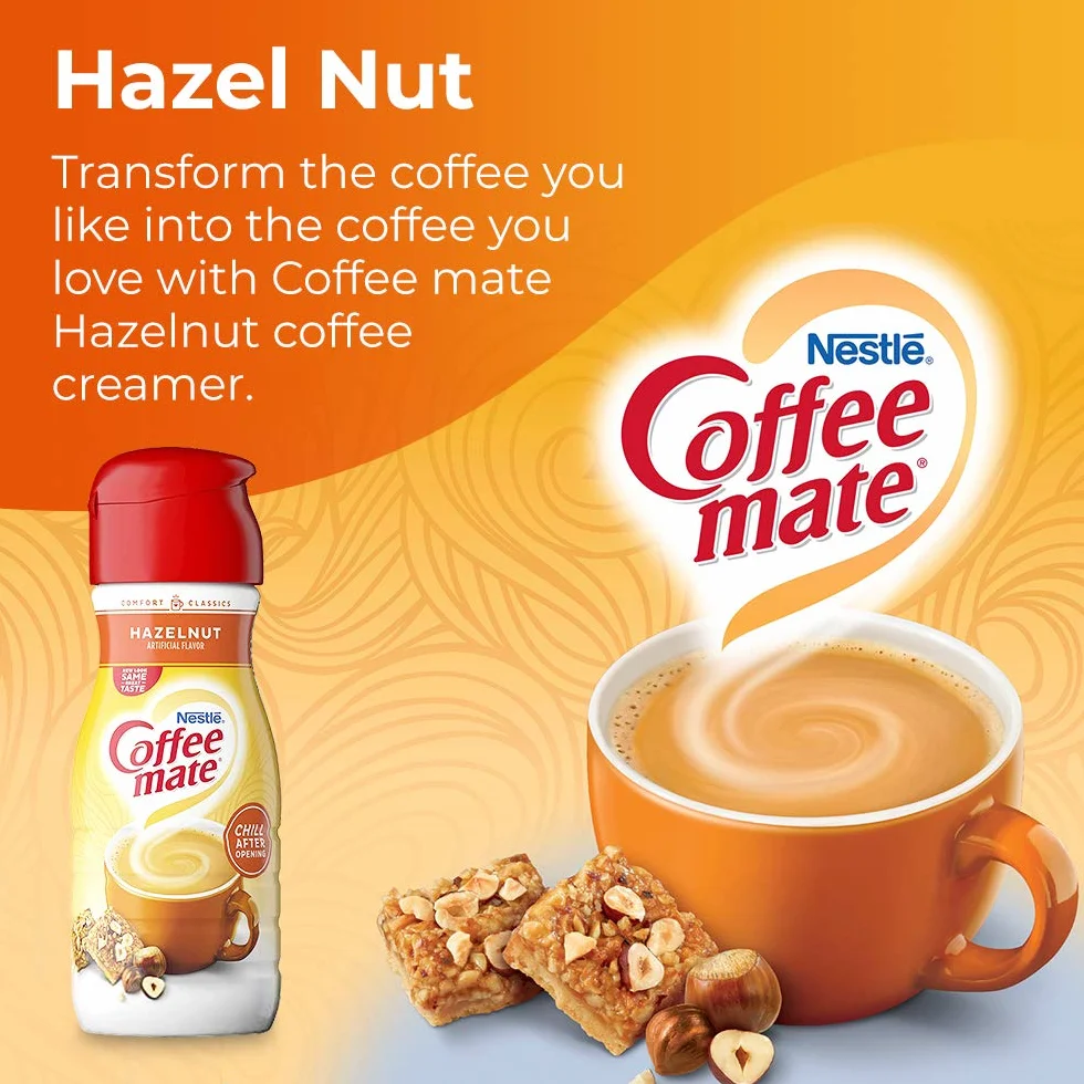 Coffee Mate Płynny krem do kawy orzech laskowy - wybielacz do kawy - 473 g (2 sztuki)