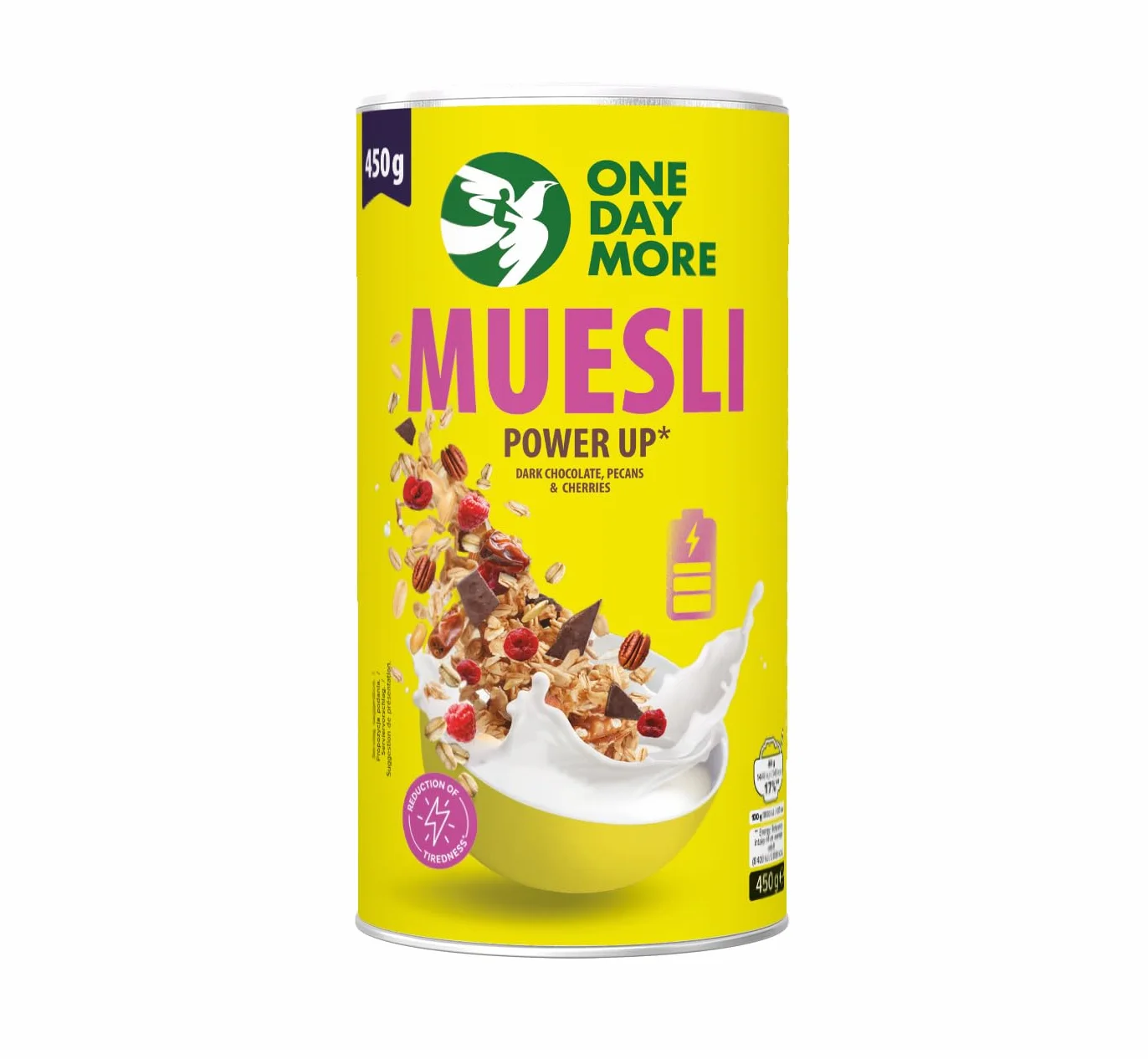 OneDayMore - Zestaw 3 tub Musli: Power Up 450g, Be Fit 450g Musli Proteinowe z orzechami ziemnymi i bananem 400g Wysoka Zawartość Błonnika i Białka orzechy pekan gorzka czekolada