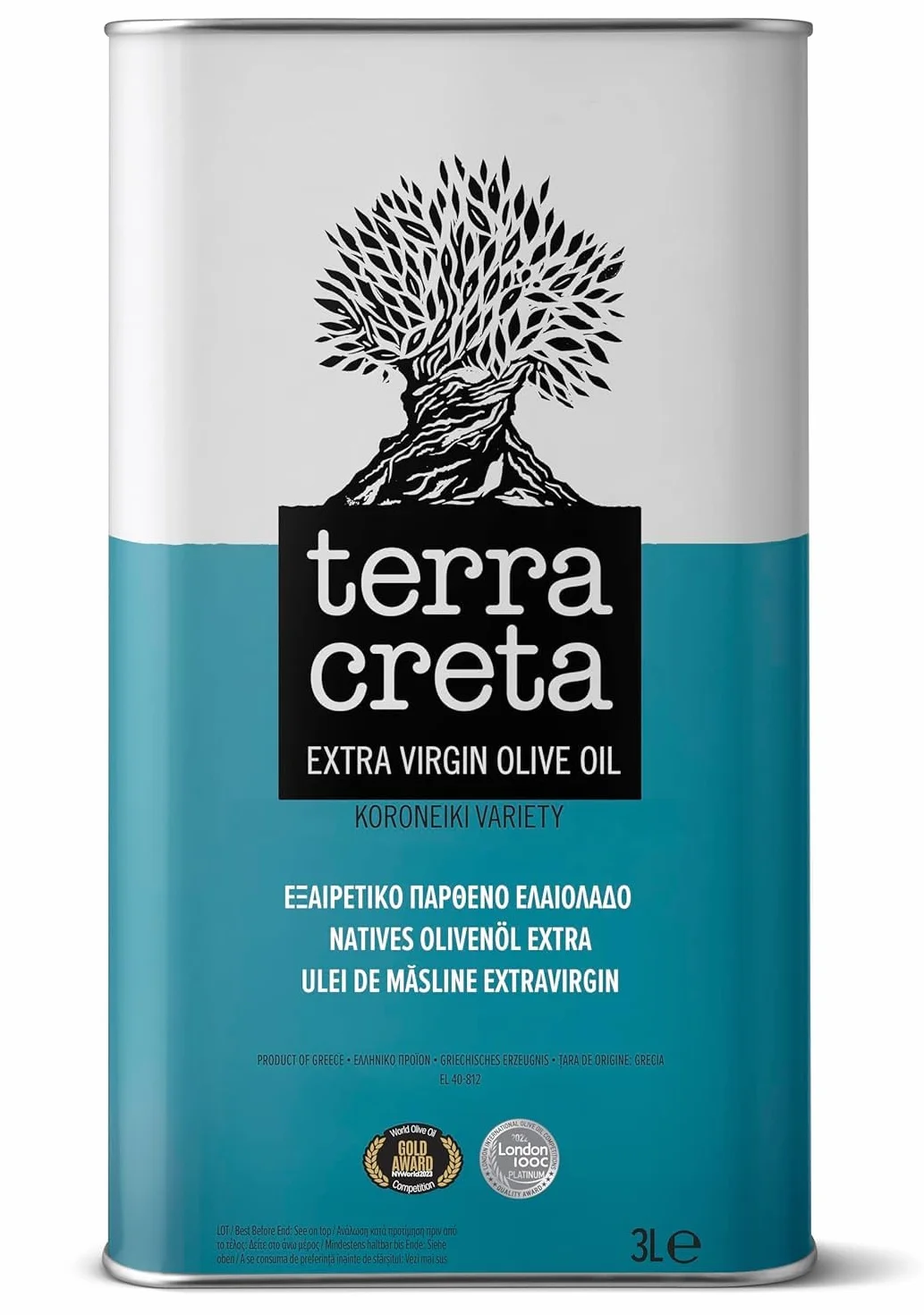 Terra Creta Estate Oliwa Extra Virgin 3L Koroneiki Tłoczona na zimno Niska kwasowość