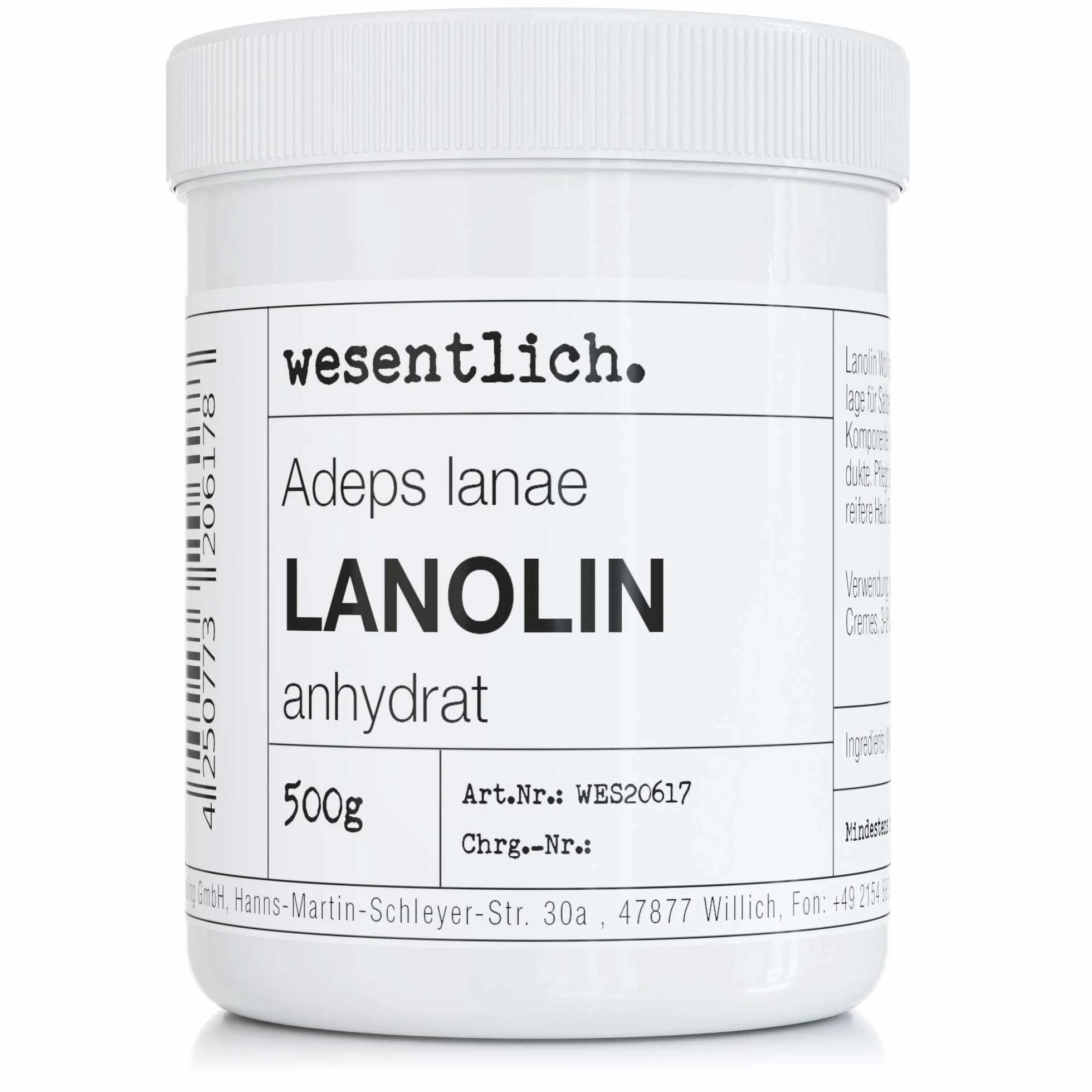 Lanolin Wollfett anhydrat 500g - wasserfrei und kaum Geruch - Wollwachs von wesentlich.