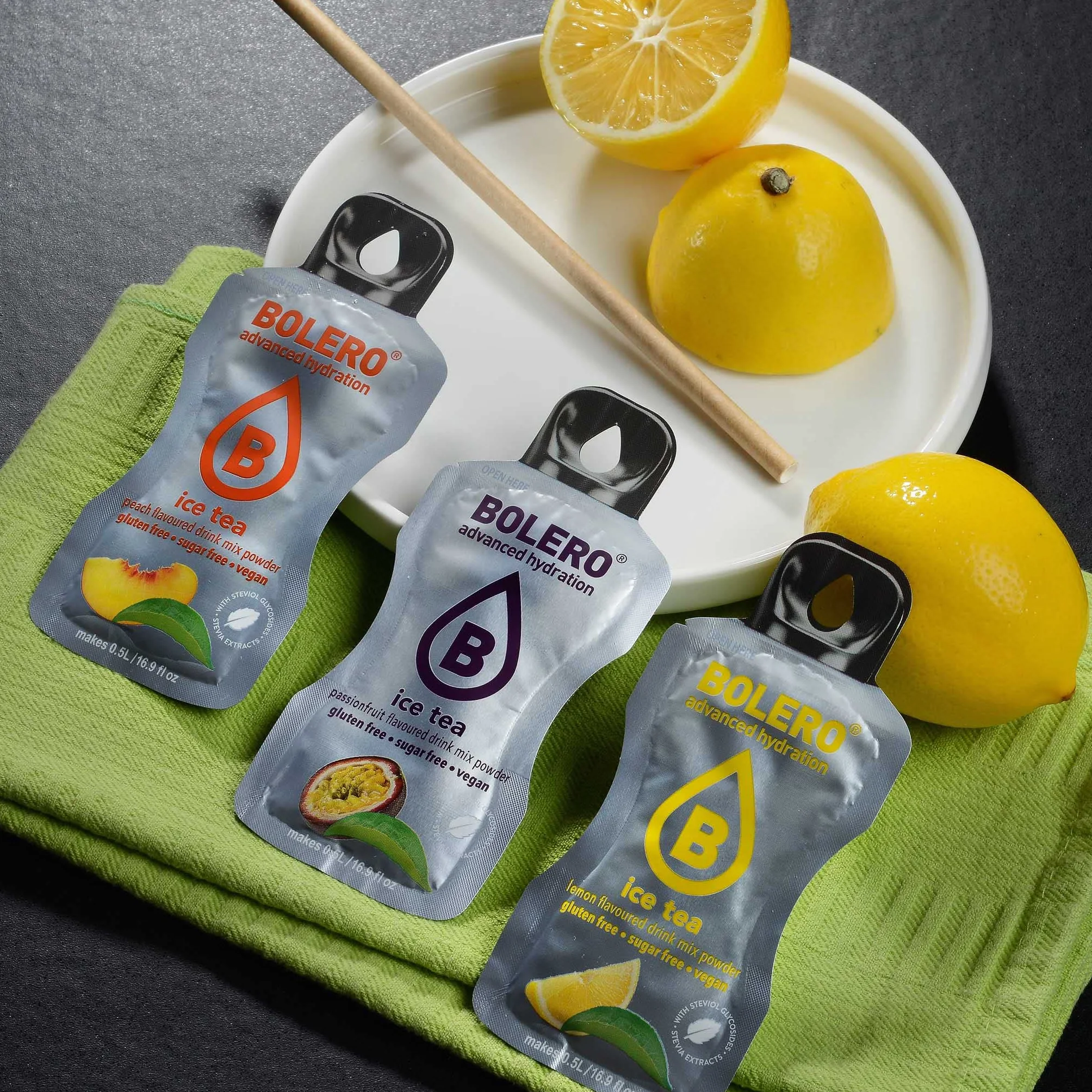 Bolero napój 24 saszetki 3 gr gramów kije owoce przygotowany proszek rozpuszczalny do świeżego napoju w wodzie produkt, 72 g słodzony stewii (Mandarin)