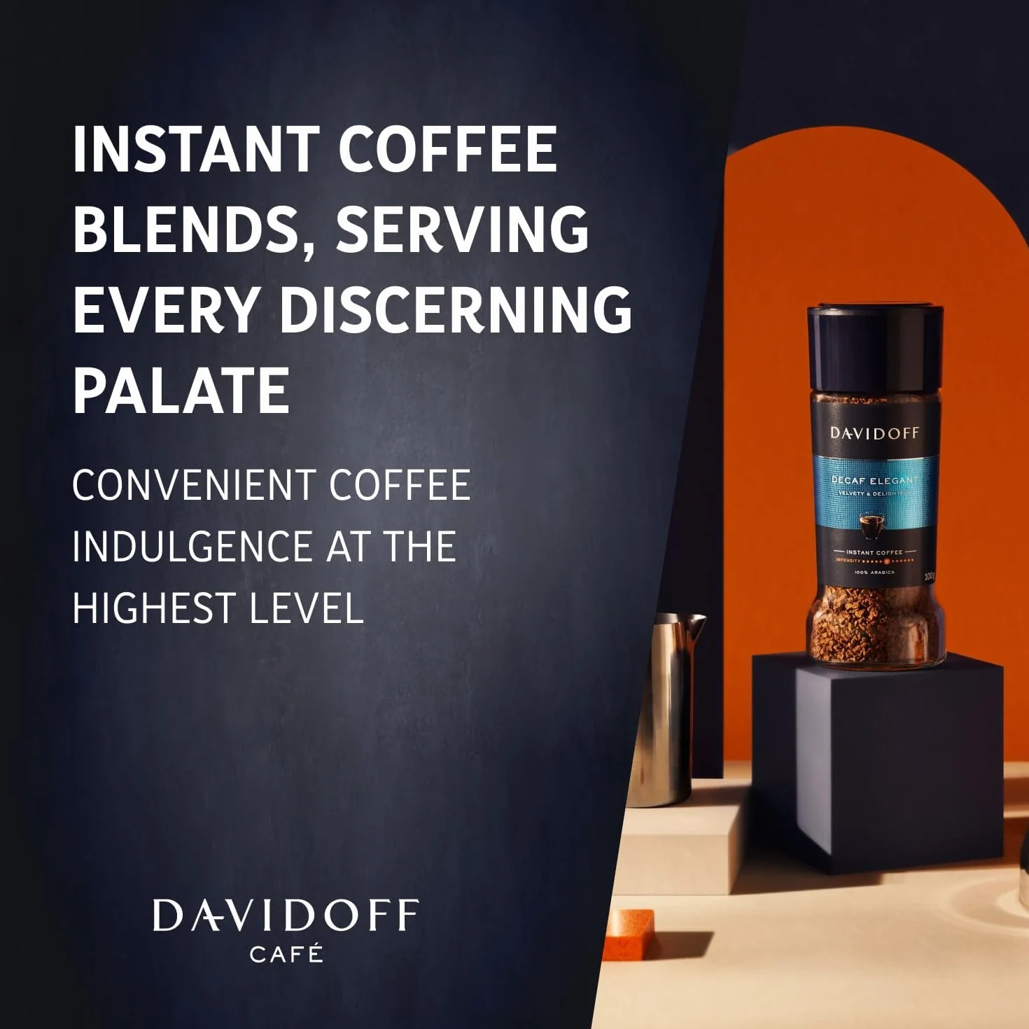 Davidoff Decaf Elegant, Kawa Rozpuszczalna, 100% Arabika, Bezkofeinowa, Intensywność 6/12, 100g