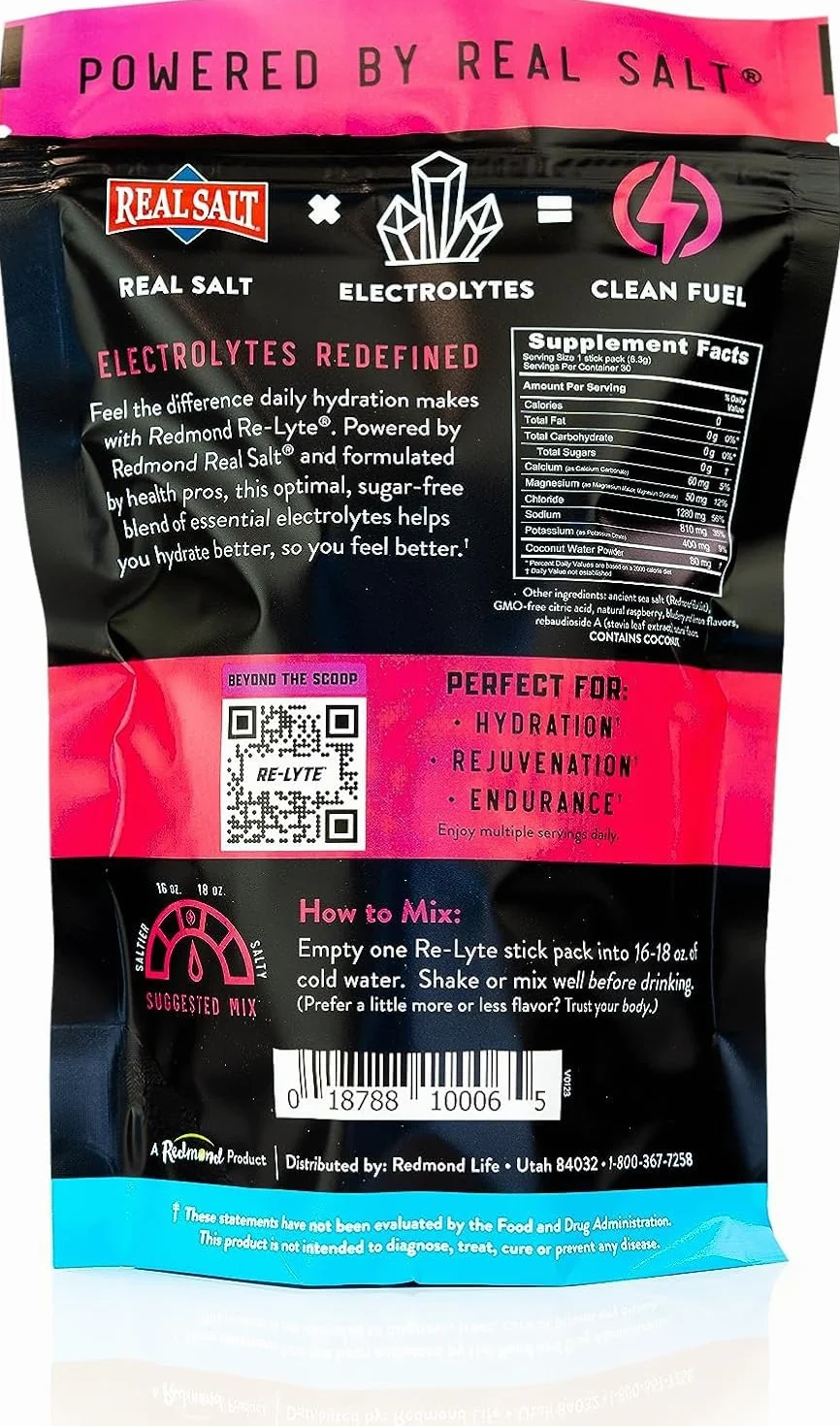 Redmond Re-Lyte Electrolyte Drink Mix mieszana jagoda/cytryna limonka 30 patyczków