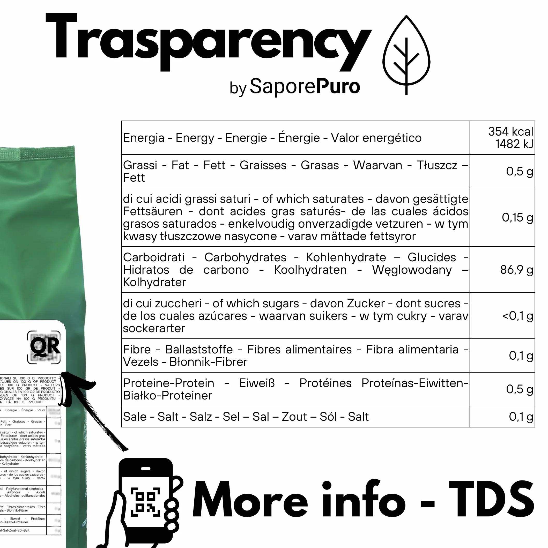 SaporePuro Naturalna Skrobia Ryżowa 500 g – Bezglutenowa, Włoska do Kosmetyki i Deserów