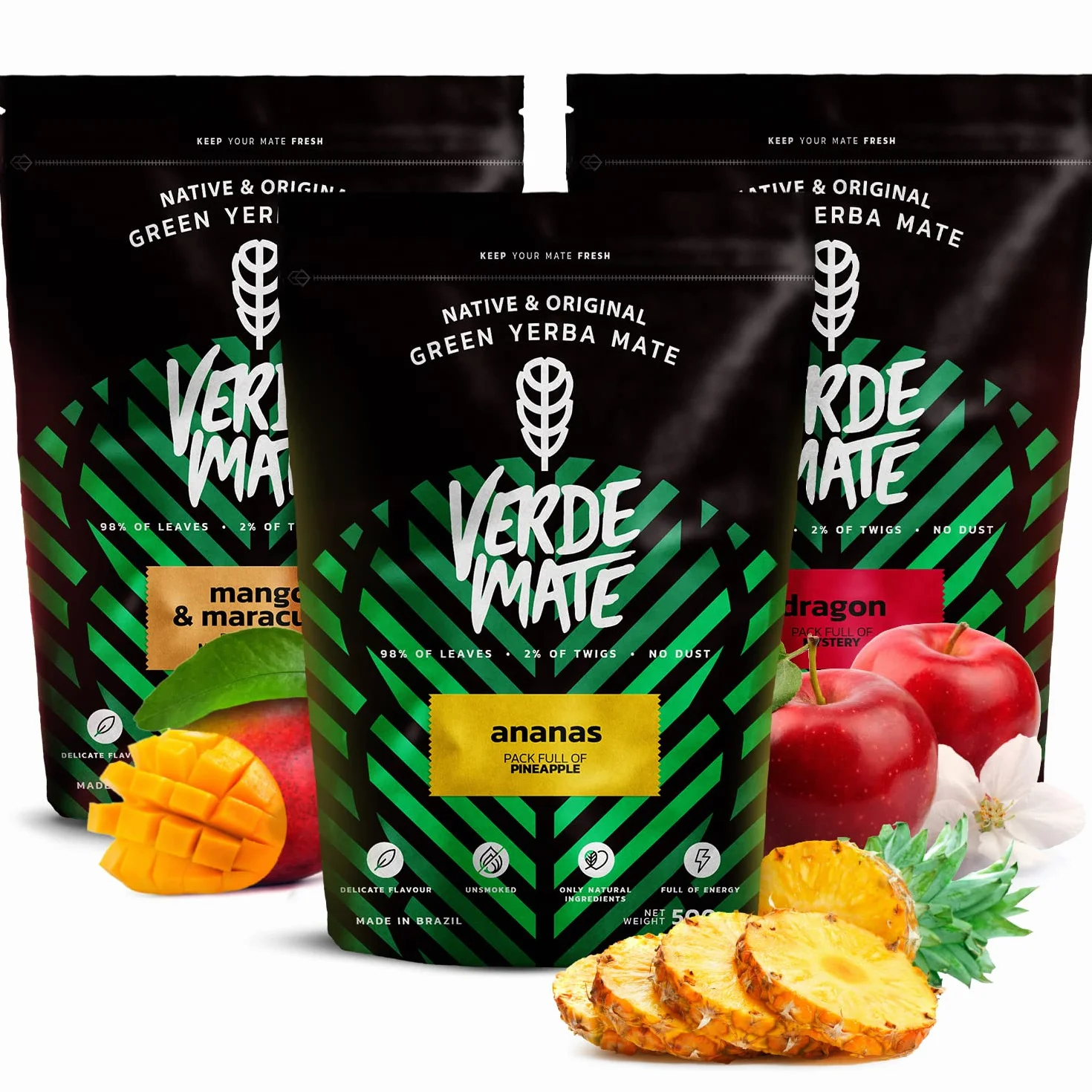 Verde Mate Green Fruity Yerba Mate 3 x 500 g mango maracuya ananas dragon brazylijski