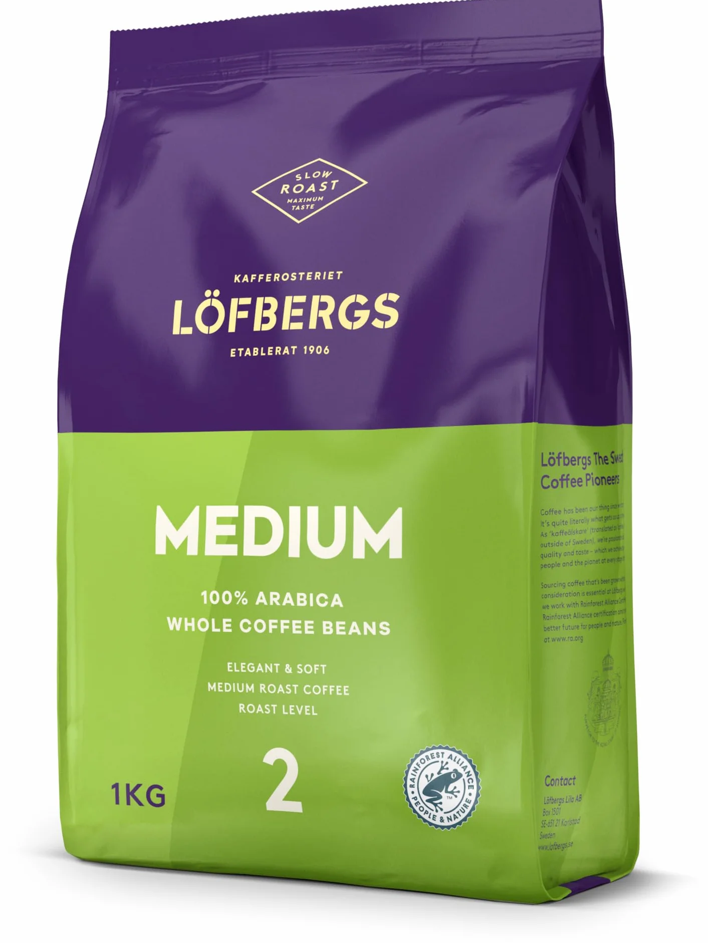 Löfbergs Kawa Ziarnista 100% Arabica Średnio Palona 1kg Rainforest Alliance