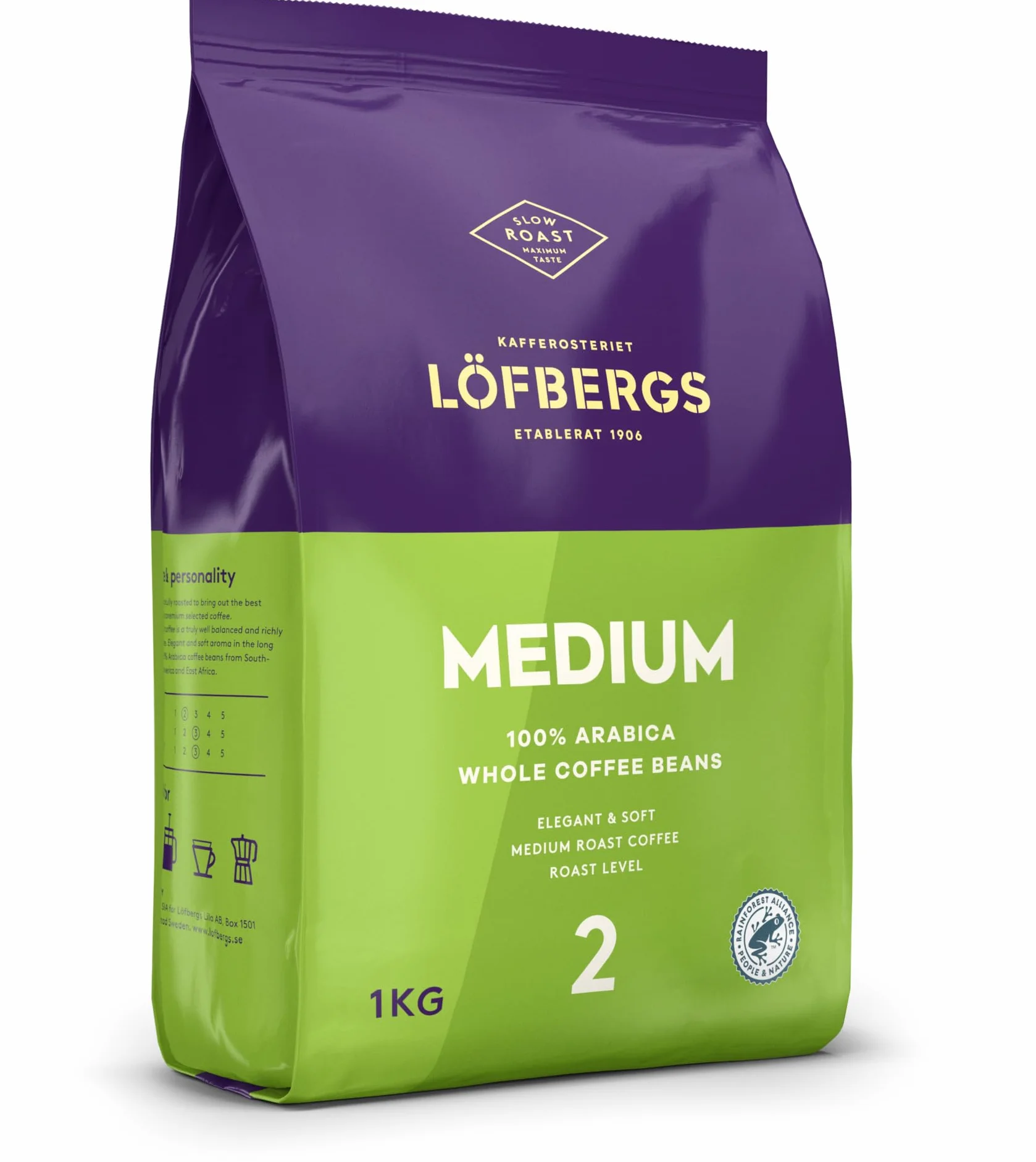 Löfbergs Kawa Ziarnista 100% Arabica Średnio Palona 1kg Rainforest Alliance