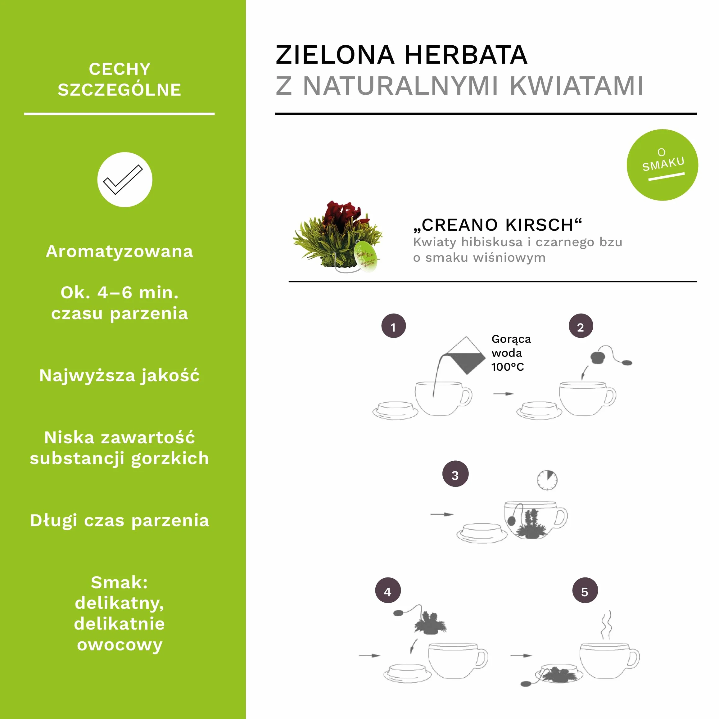 Creano Zestaw upominkowy z kwiatami herbaty 500 ml 8 sztuk biała