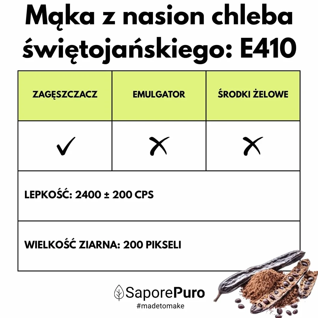 Saporepuro Mączka z nasion chleba świętojańskiego 125 g – BEZGLUTENOWA – 100% czysty naturalny zagęstnik i środek żelujący – Idealna do lodów, sorbetów, deserów i sosów