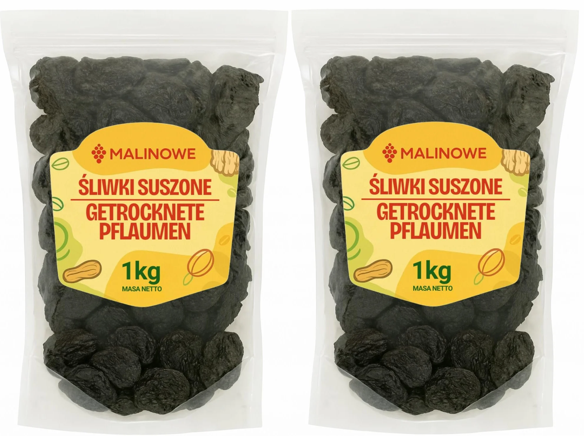 Malinowe ŚLIWKA SUSZONA 2x1kg Zestaw Śliwki Bez Pestek