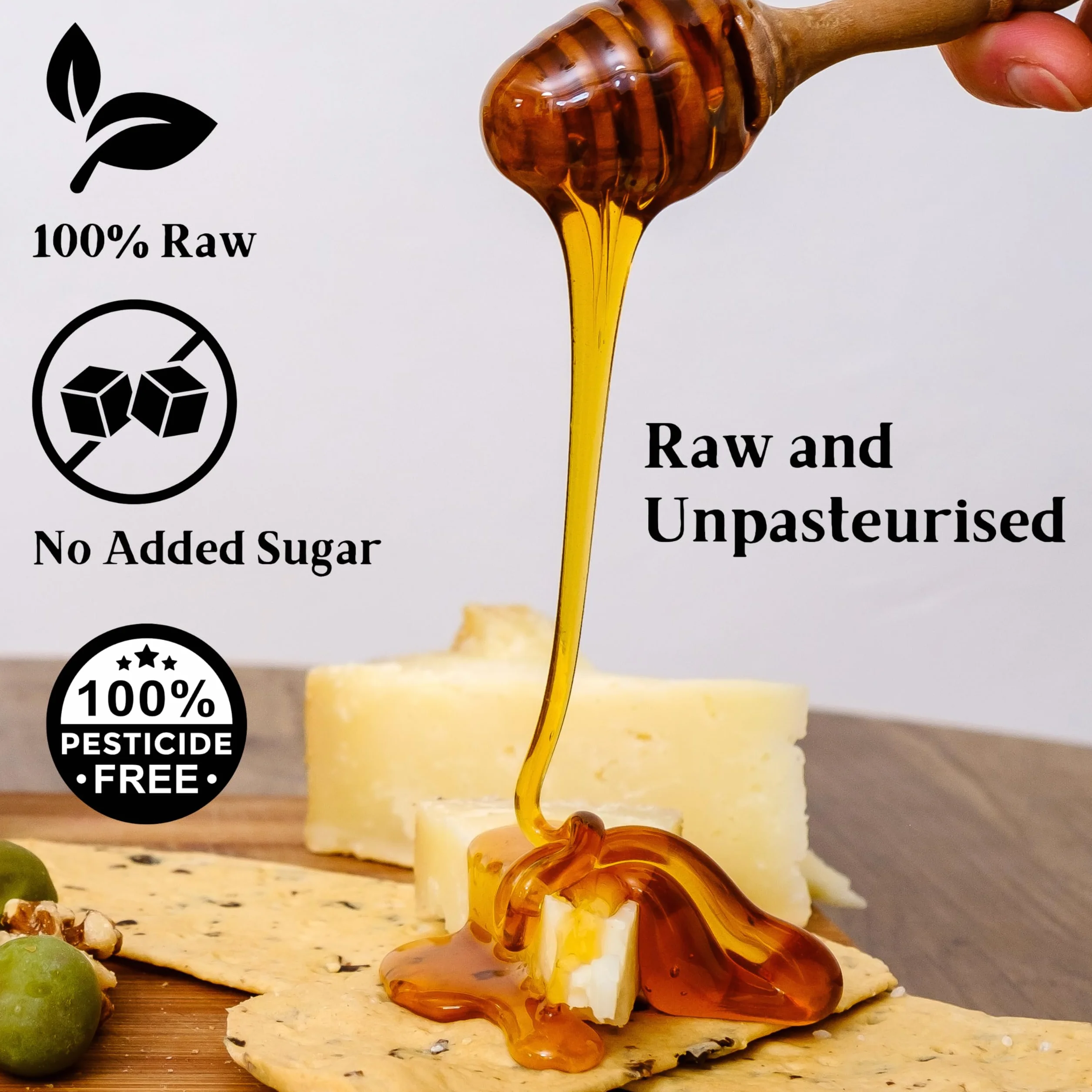 Thomas' Artisan Surowy grecki miód sosnowy, 490 g - antybakteryjny miód, gruby i niepasteryzowany, tłoczony na zimno, antybakteryjny, pojedyncze pochodzenie - The Raw Honey Shop