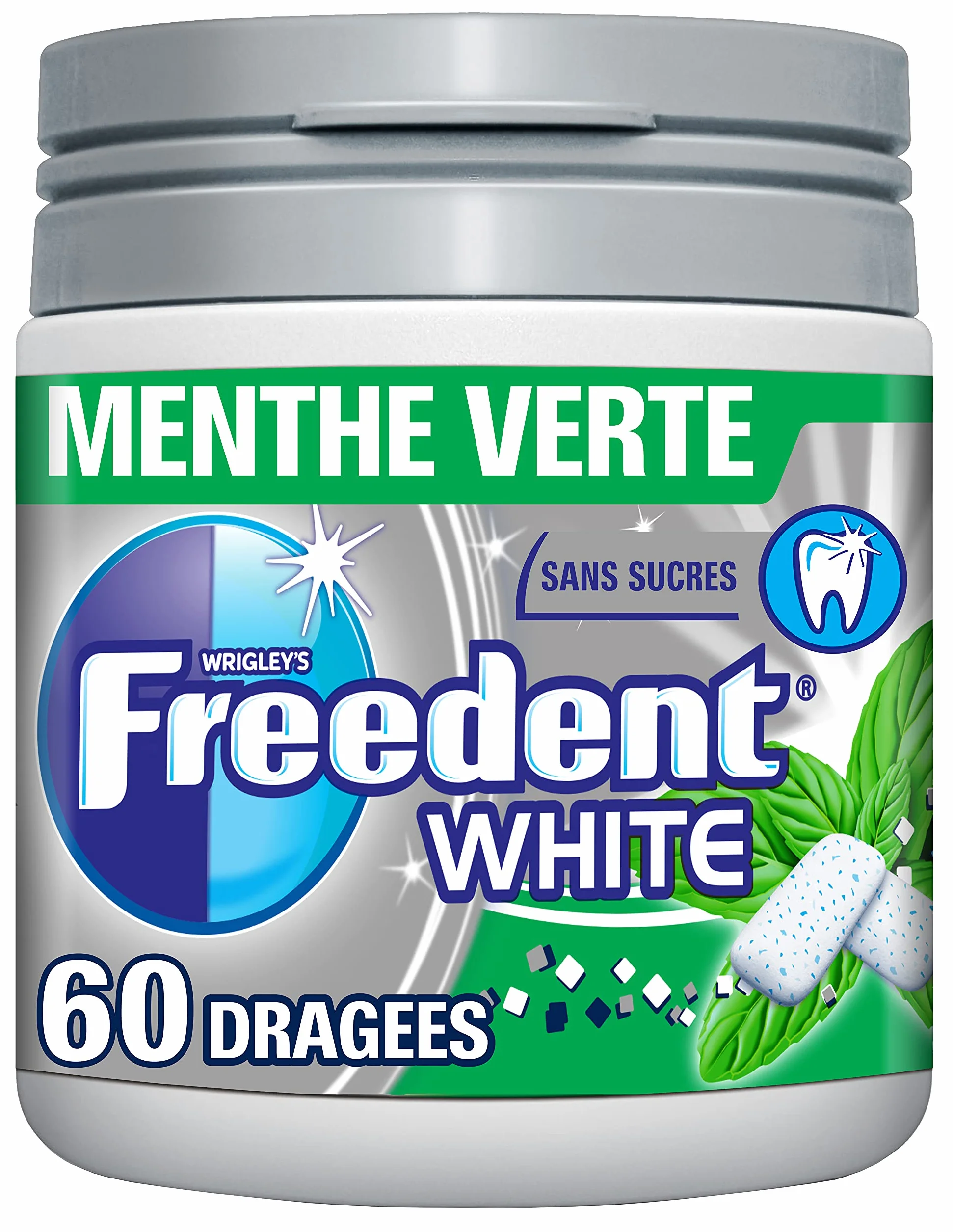 FREEDENT WHITE guma do żucia Menthe Verte sans sucres - zestaw 60 drażetek - 84 g