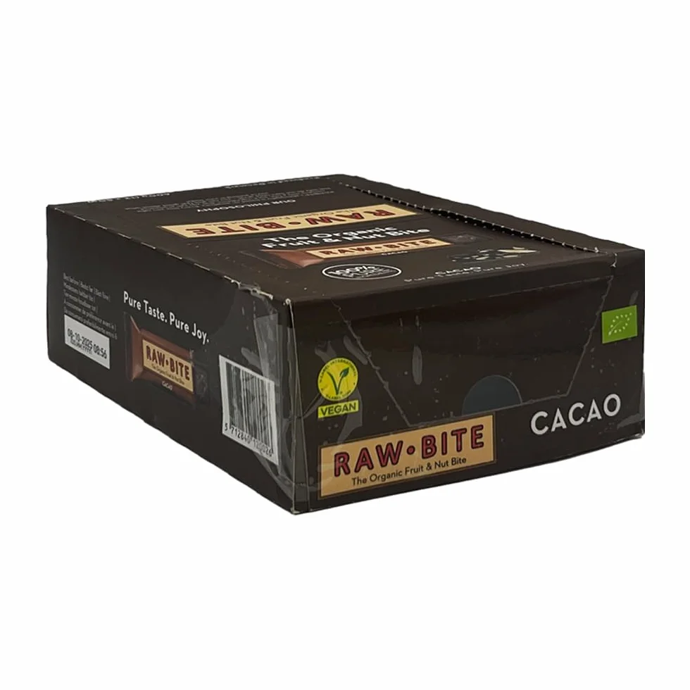 RAWBITE CACAO batonik z orzechami owocowymi z kakao 12 x 50 g wegańskie bezglutenowe bez dodatku cukru