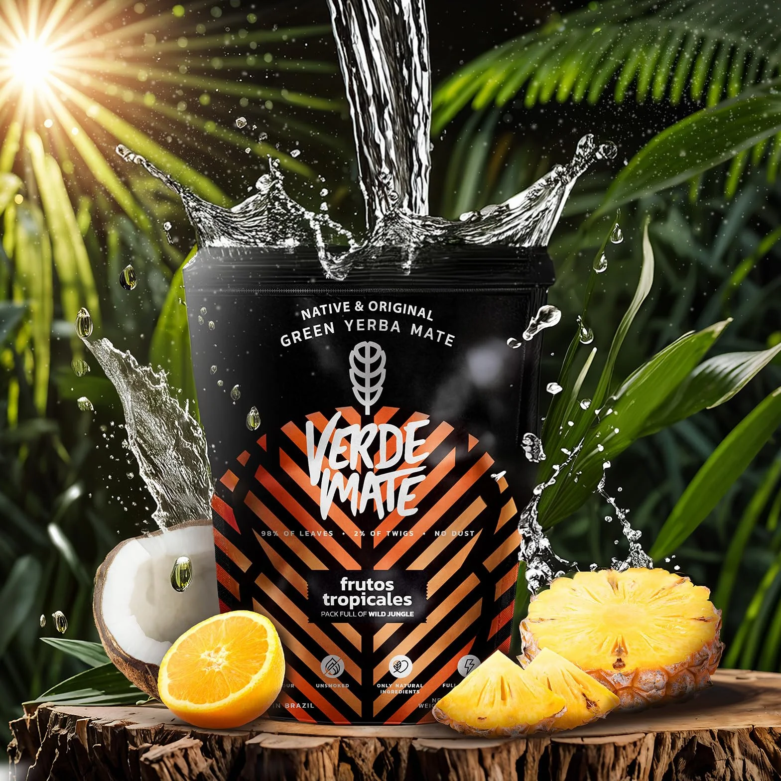 Verde Mate Green Frutos Tropicales 0,5 kg | Pobudzająca yerba mate z owocami tropikalnymi 500 g | Łagodny smak | Naturalna kofeina | Herbata Yerba Mate z Brazylii | 500 g