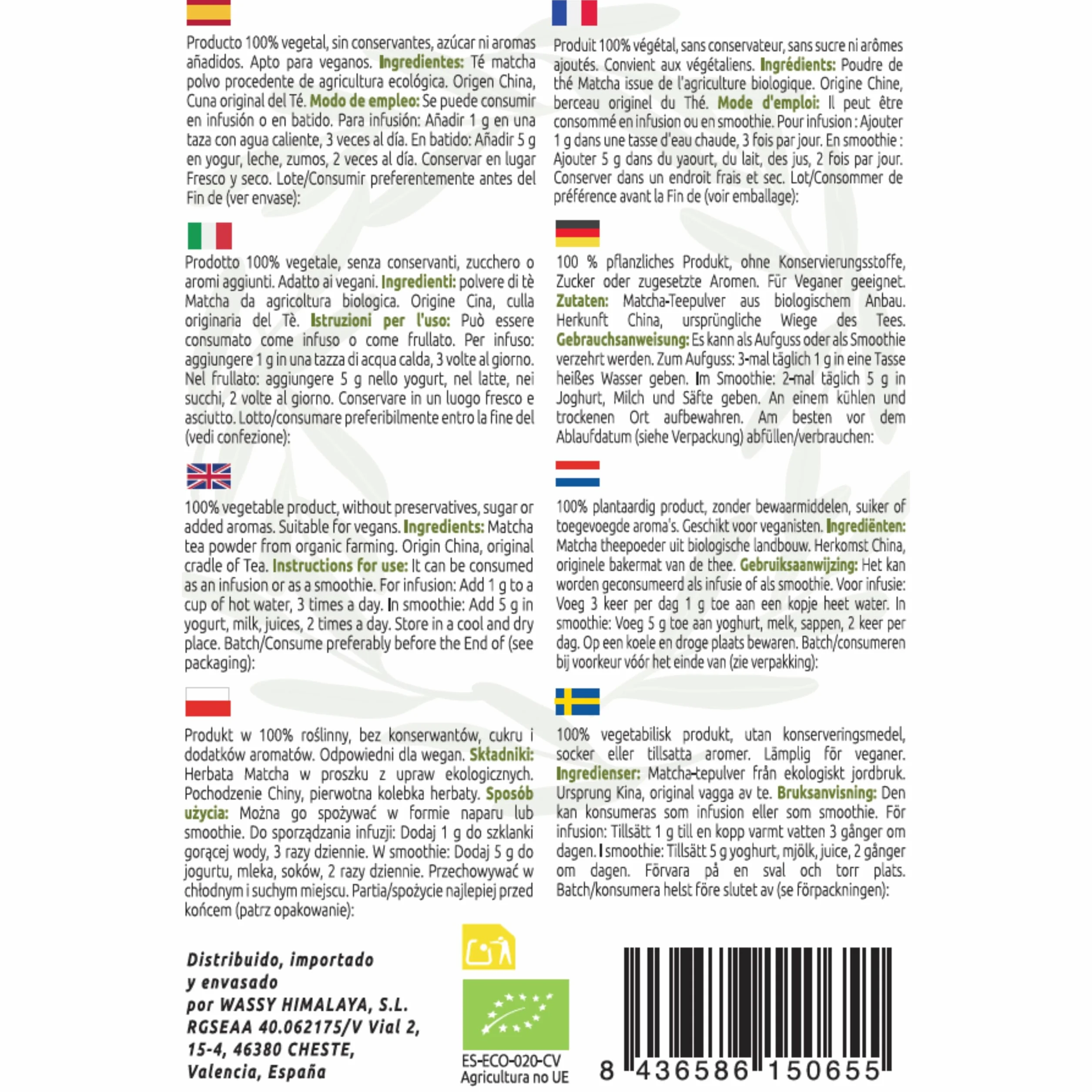 Te matcha Japoński, Grado PREMIUM, En Polvo. 100% Natural. 100Gr Detox i Antyoksydantowy Matcha. Puro Matcha Japoński. 100 Dosi - Origen: Japonia