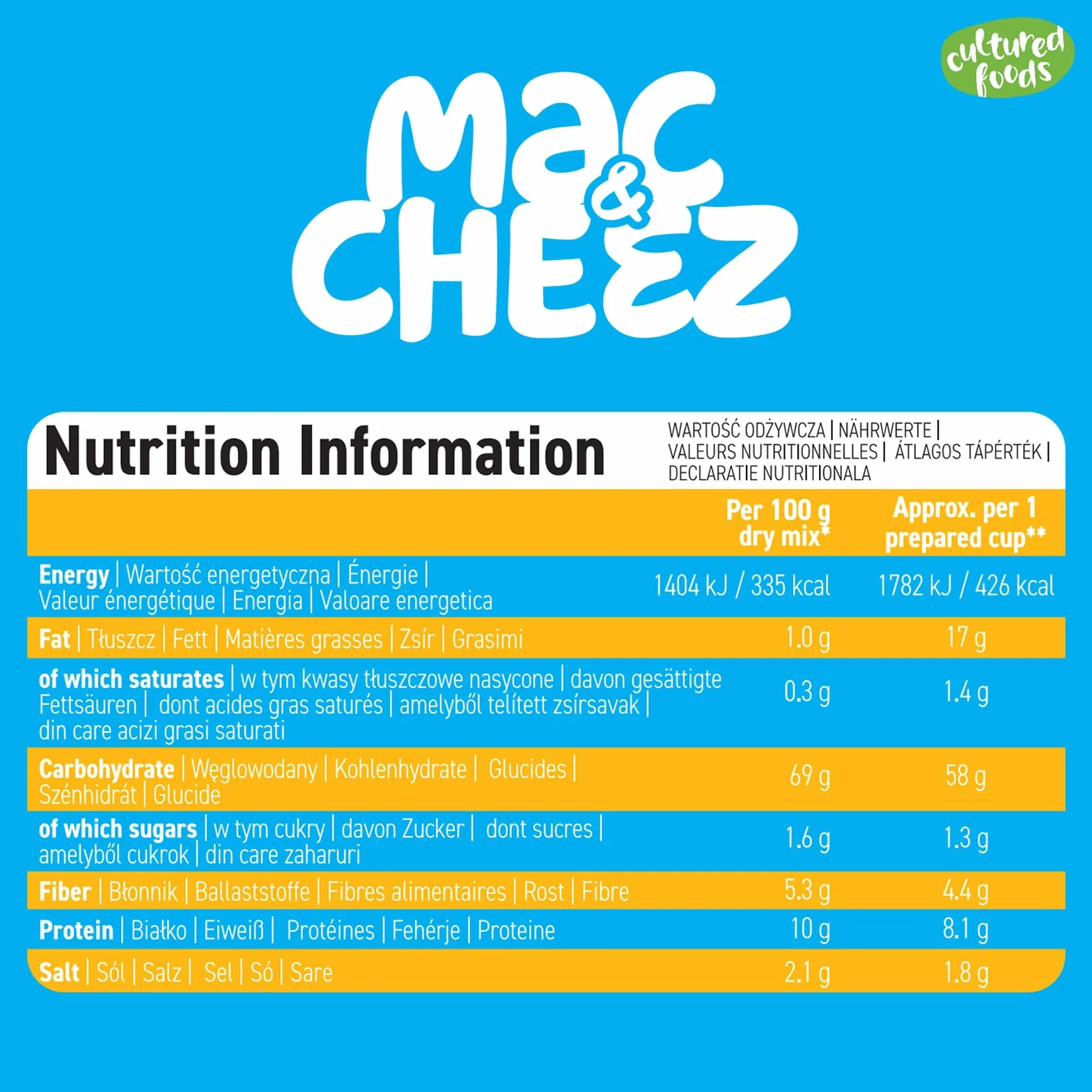 Cultured Foods Wegańskie Mac And Cheese Bez Glutenu Wegańskie Danie Serowe Bez Laktozy MAC & CHEEZ