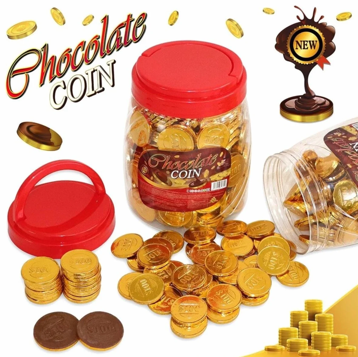 Monety czekoladowe złote 200 sztuk 480g