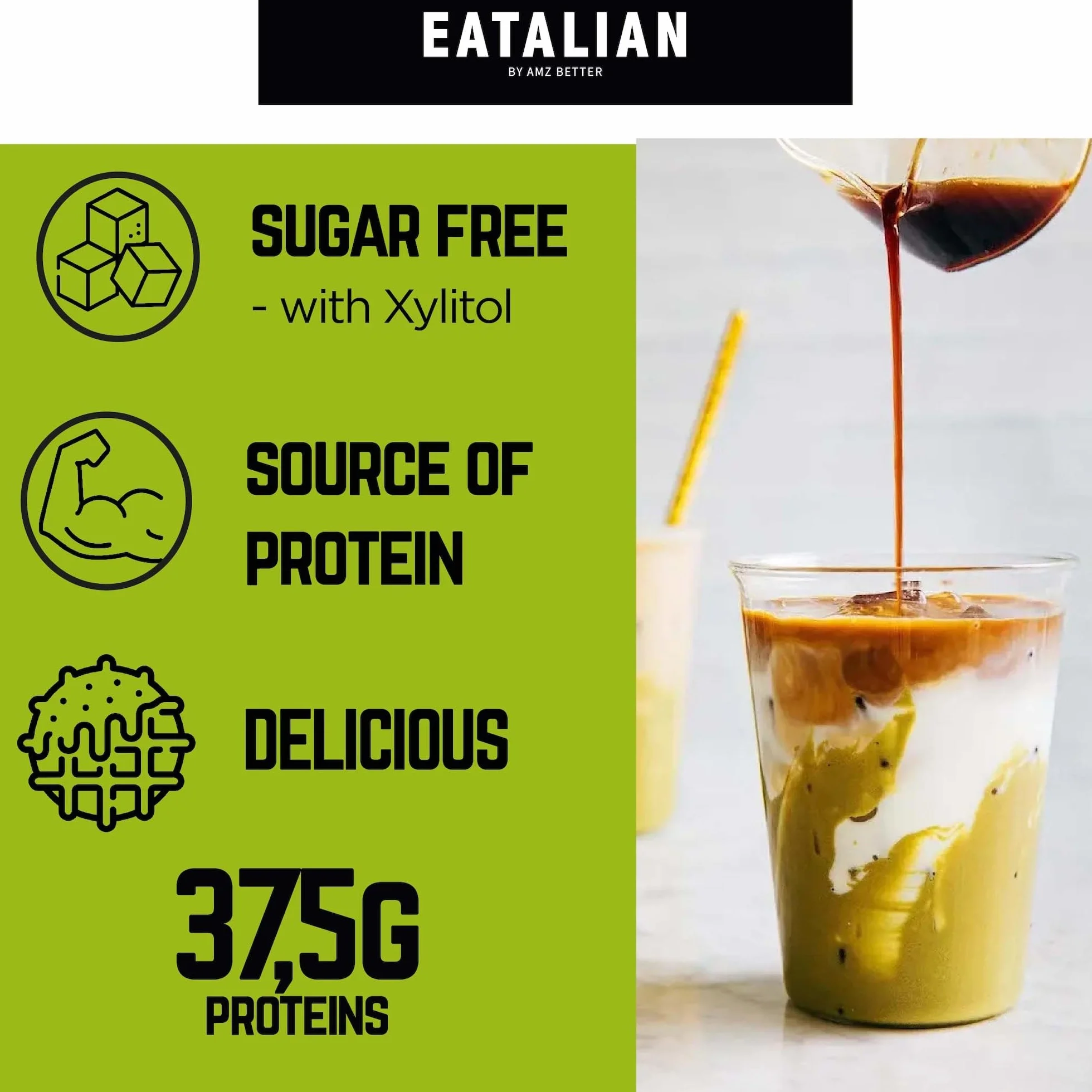 EATALIAN by AMZ BETTER Protein Pistachio Flavoured Topping, słodki krem proteinowy w tubce 300 g, wyprodukowany we Włoszech, sos pistacjowy idealny do dekoracji lodów, deserów i czekolady Dubai