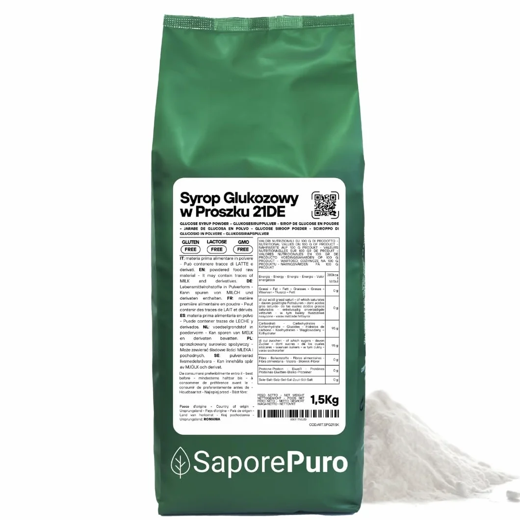 SaporePuro SYROP GLUKOZOWY w proszku 1,5 kg – idealny do lodów, sorbetów i deserów