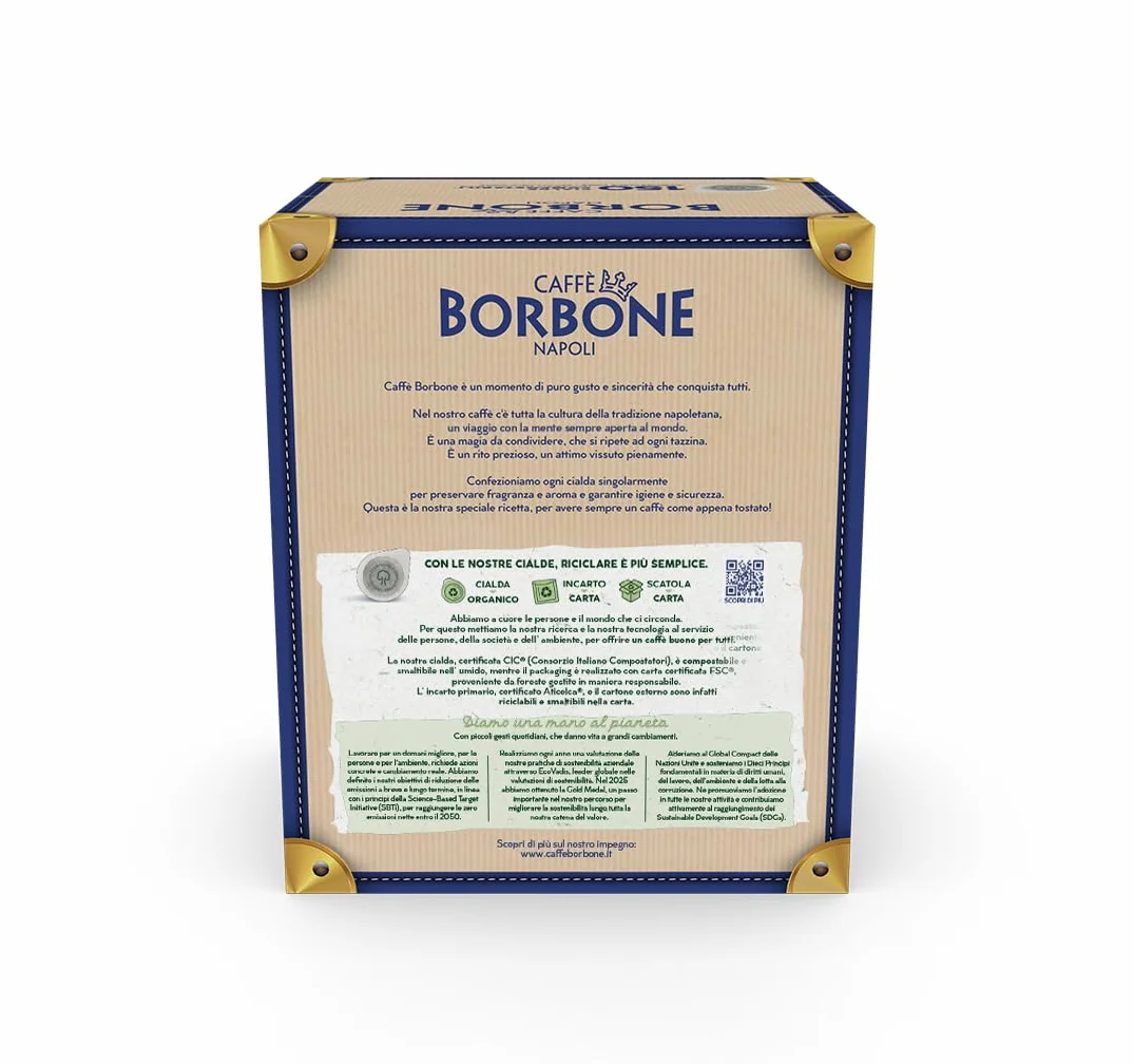Caffè Borbone Kompostowalna Kapsułka do Kawy Mieszanka Czarna 150 Saszetek Kompatybilne z Systemem ESE 44 mm