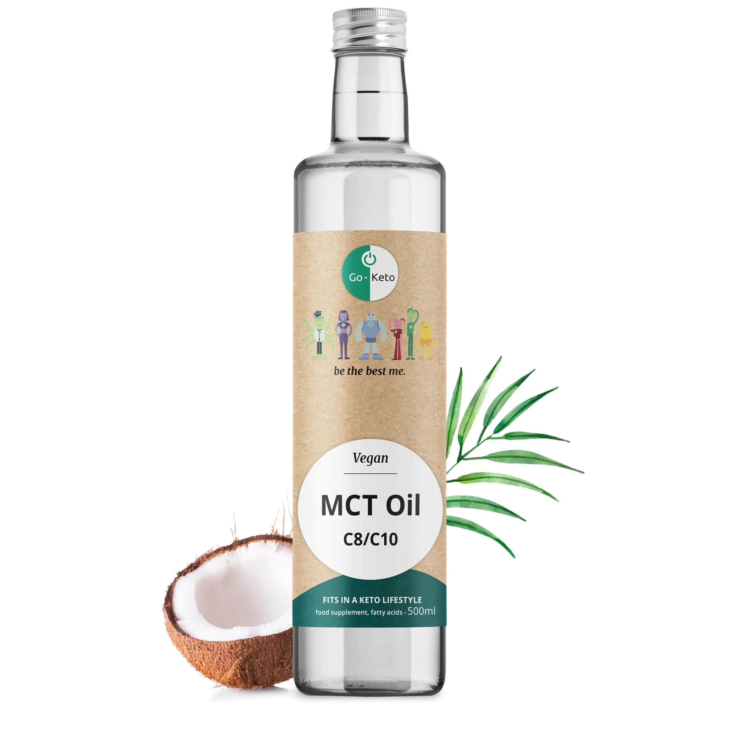Go-Keto MCT Oil olej MCT 500 ml C8/C10, 100% olej kokosowy, bez oleju palmowego, do diety ketogenicznej