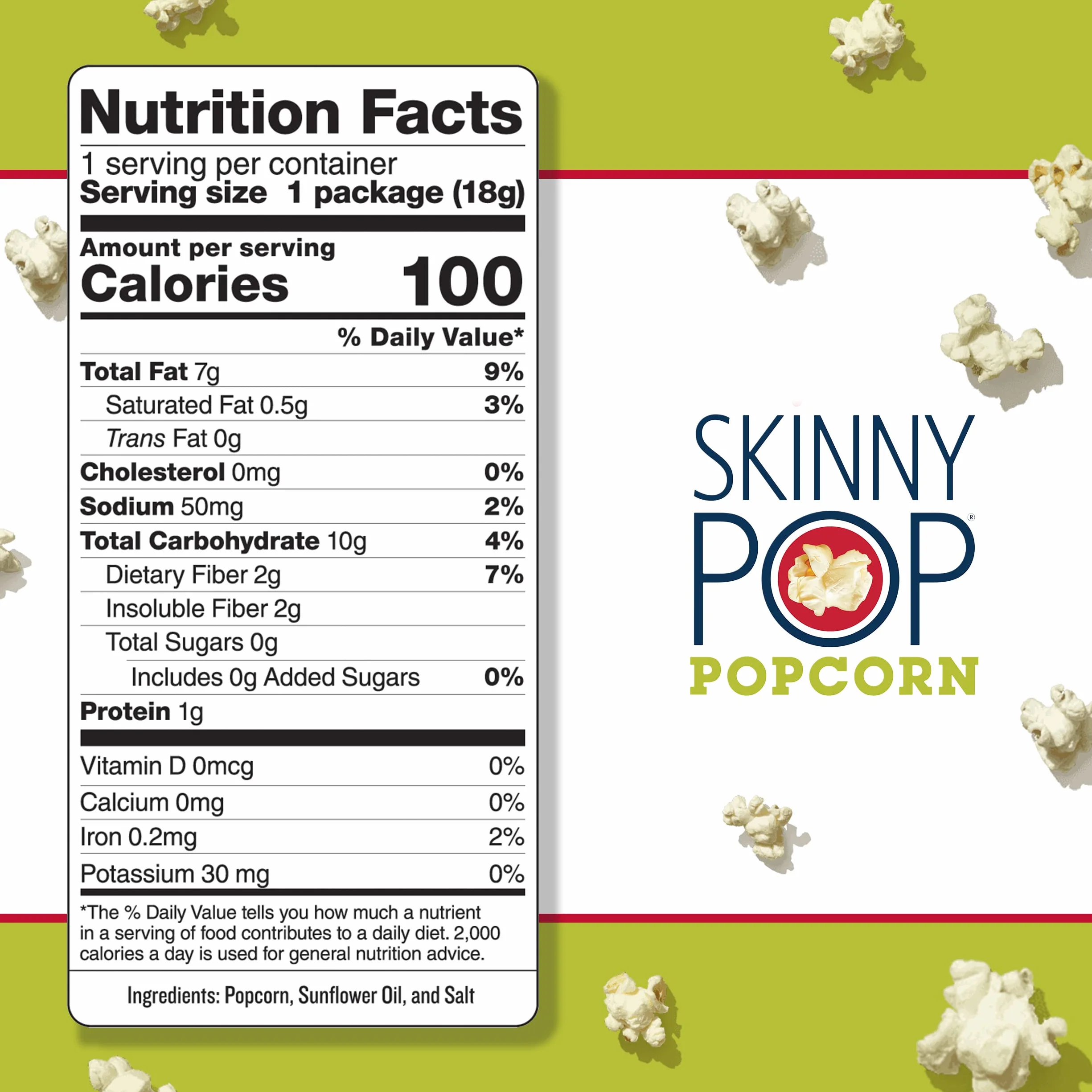 SkinnyPop Popcorn, Gluten Free, Dairy Free, Non-GMO, Healthy Snacks, Skinny Pop Original Popcorn Snack Packs, 0.65oz Individual Size Snack Bags (6 Count)