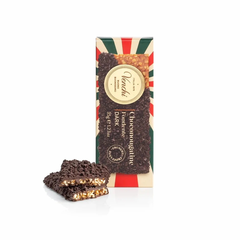 Venchi ChocoNougatine Snack Dark Chocolate Caramelised PGI Piedmont Hazelnuts 35 g Gluten Free Vegan