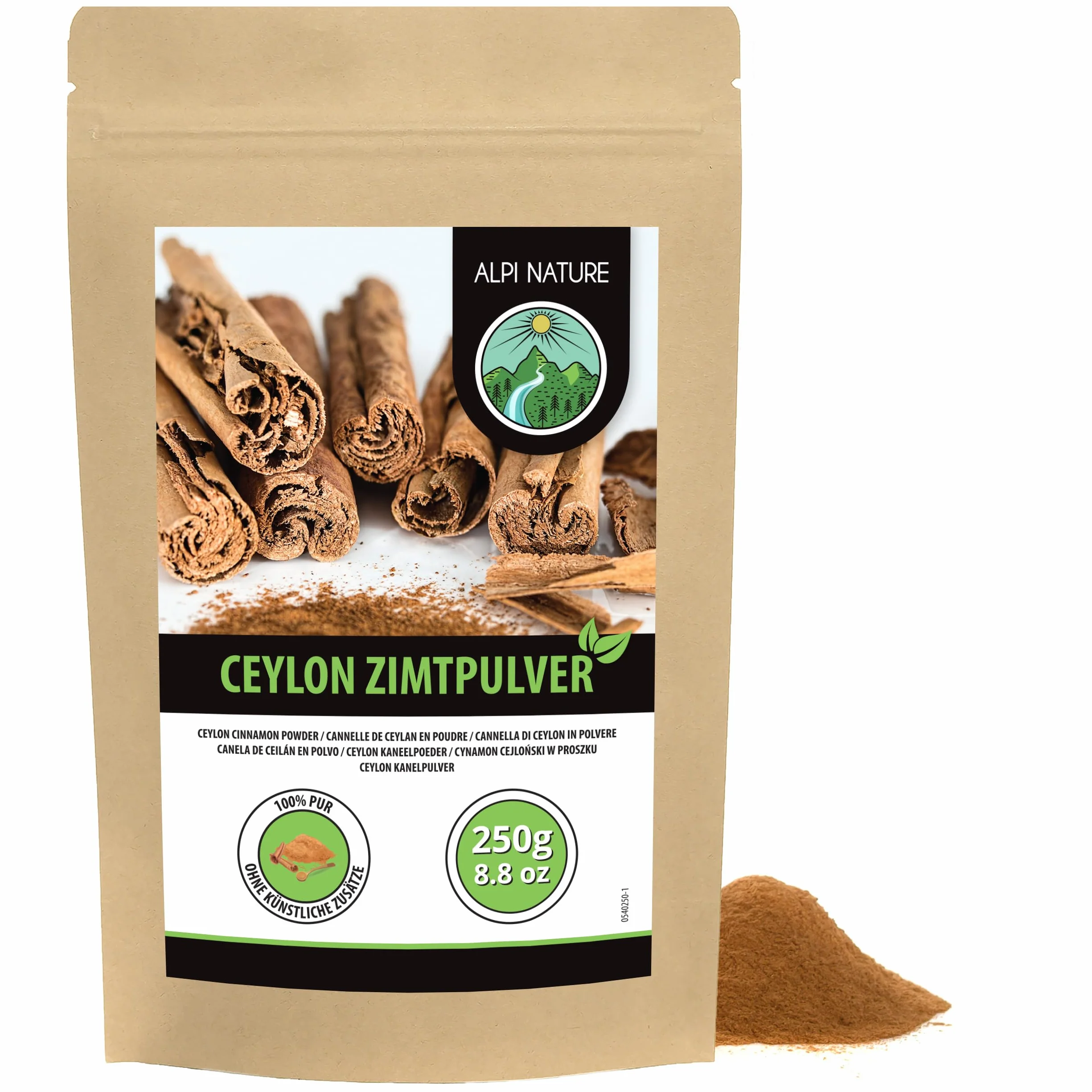 Alpi Nature Proszek z Cynamonu Cejlońskiego 250g, Mielone Laski Cynamonu do Pieczenia i Gotowania