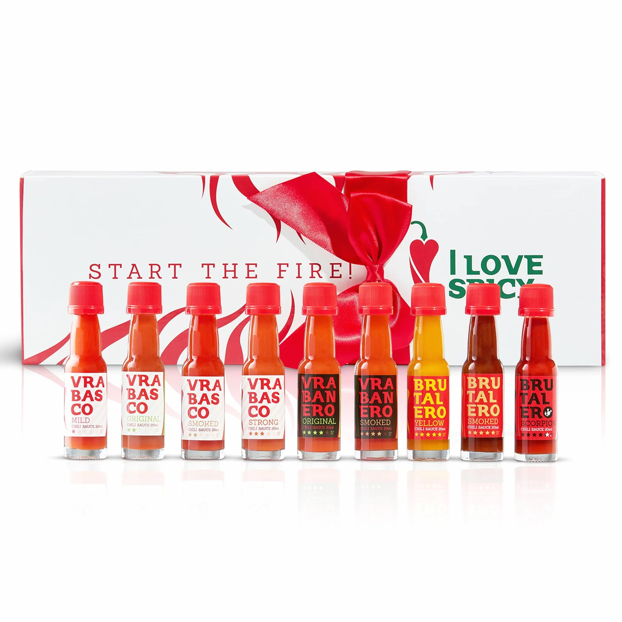 Start the Fire Zestaw Prezentowy 9 x 20 ml Fermentowane Sosy Chili Od Łagodnego do Brutalnego Zestaw Degustacyjny