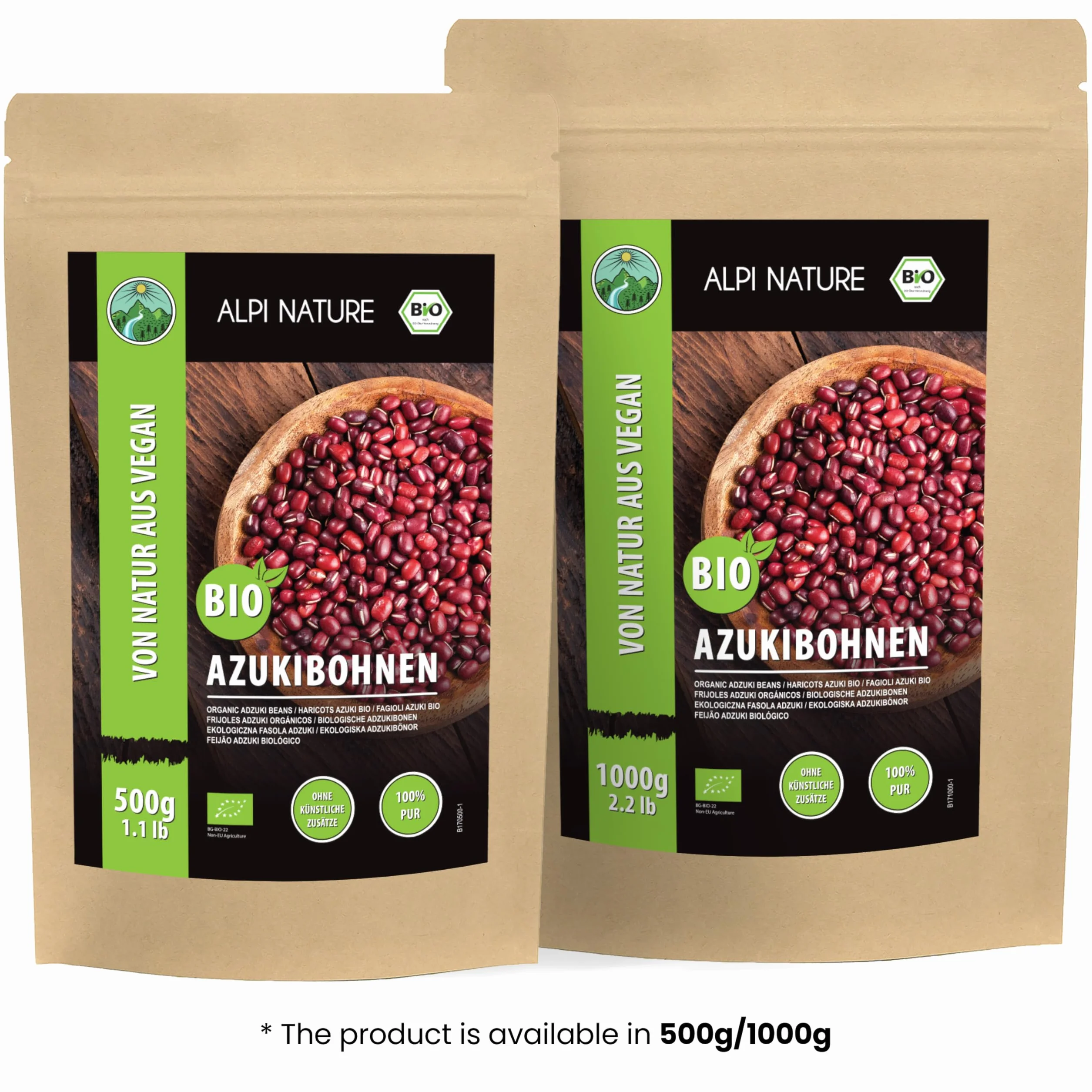 Alpi Nature Ekologiczna Fasola Adzuki 500g Całe Czerwone Ziarna Bezglutenowe
