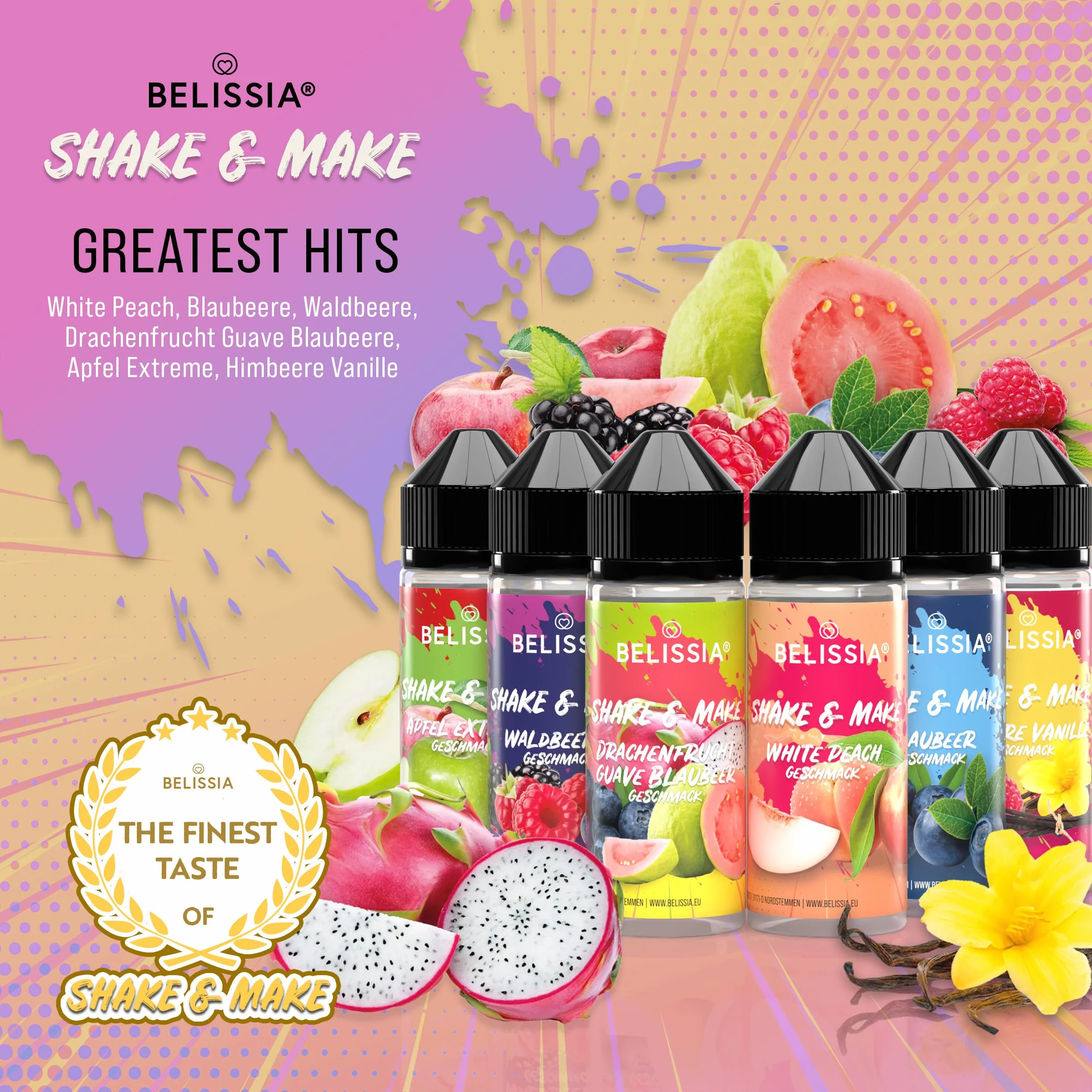 Belissia Shake and Make Set Greatest Hits 6x10ml aromat spożywczy 120ml butelka shaker