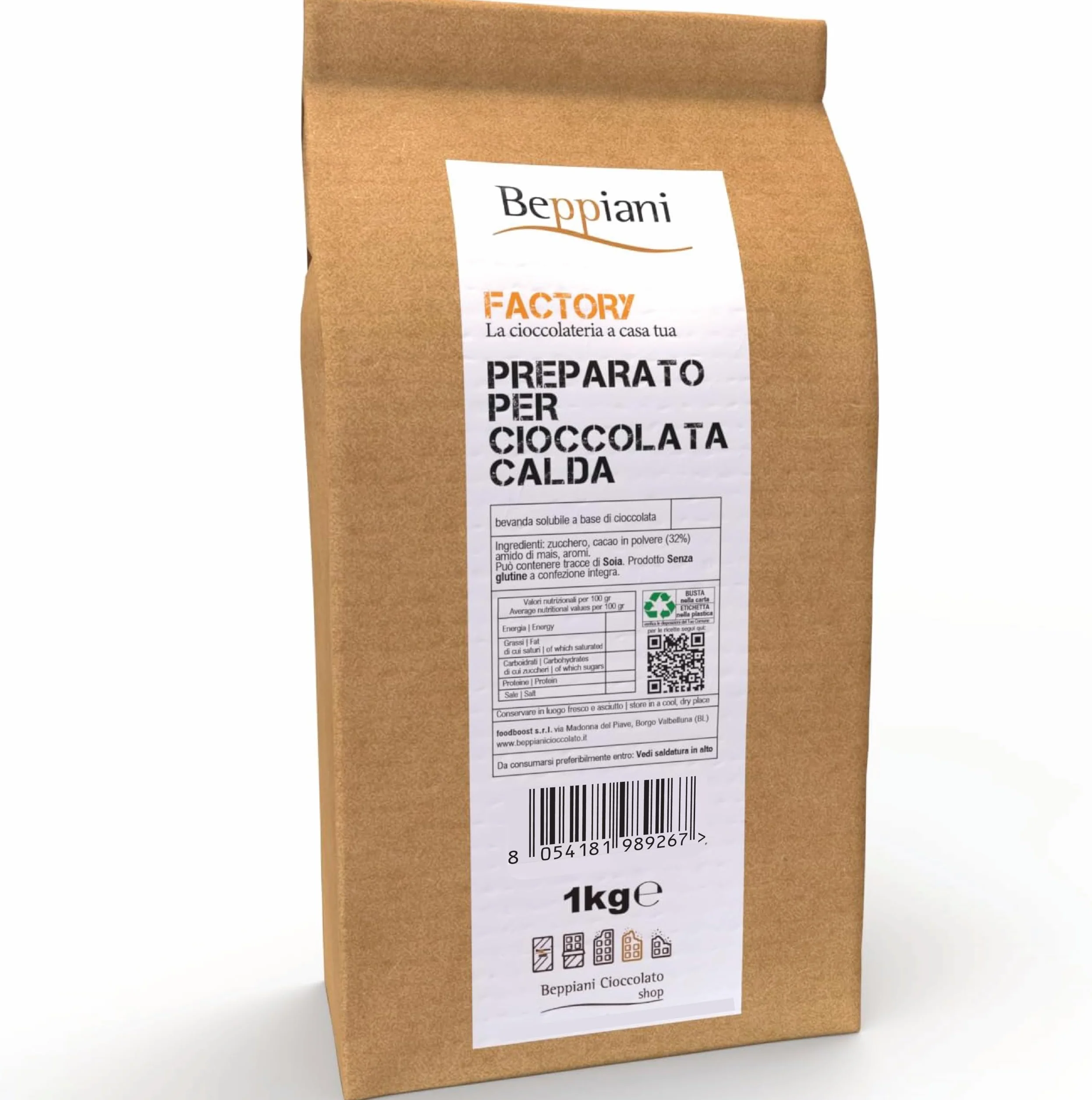 Beppiani, gorąca czekolada 1kg, przygotowana na gorącą czekoladę, odpowiednik 40 dawek gorącej czekolady saszetki, gęste i kremowe jak w barze, intensywny aromat, naturalne składniki i bezglutenowe