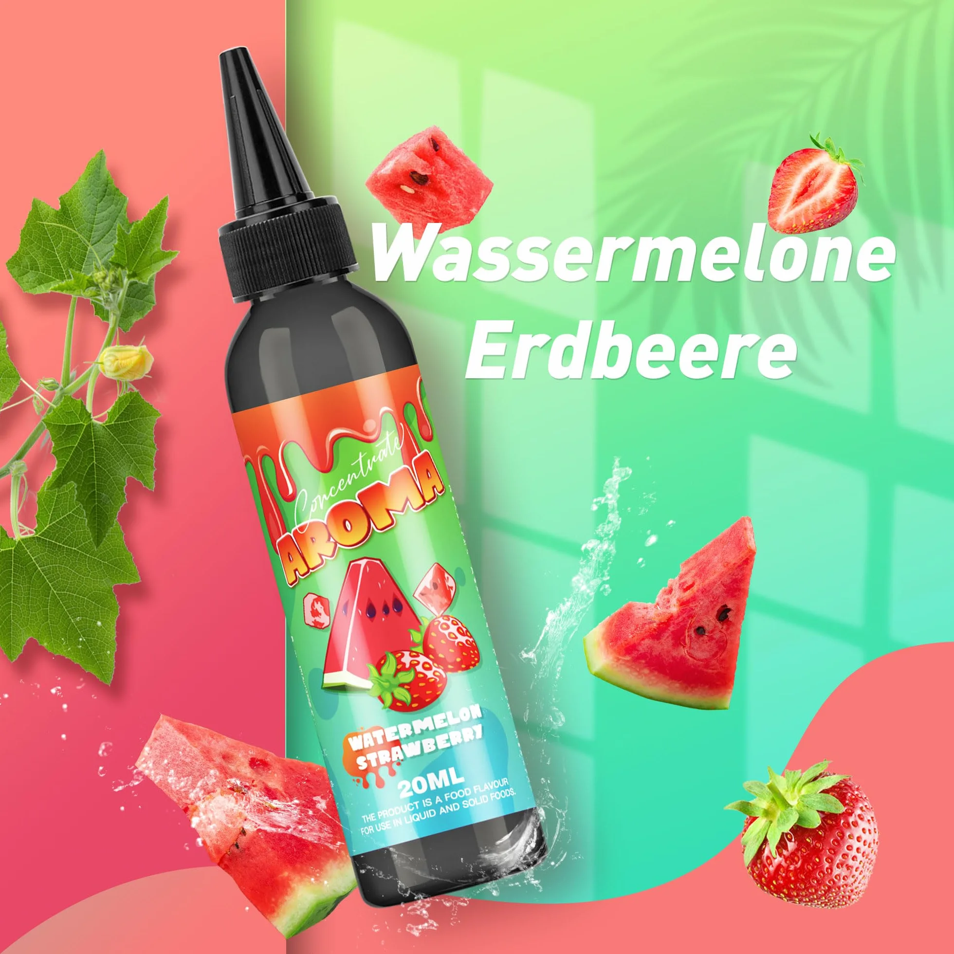 FURUN Koncentrat aromatu 20 ml | Super intensywny | Do gotowania, pieczenia, żywności i napojów (arbuzowo-truskawkowy)