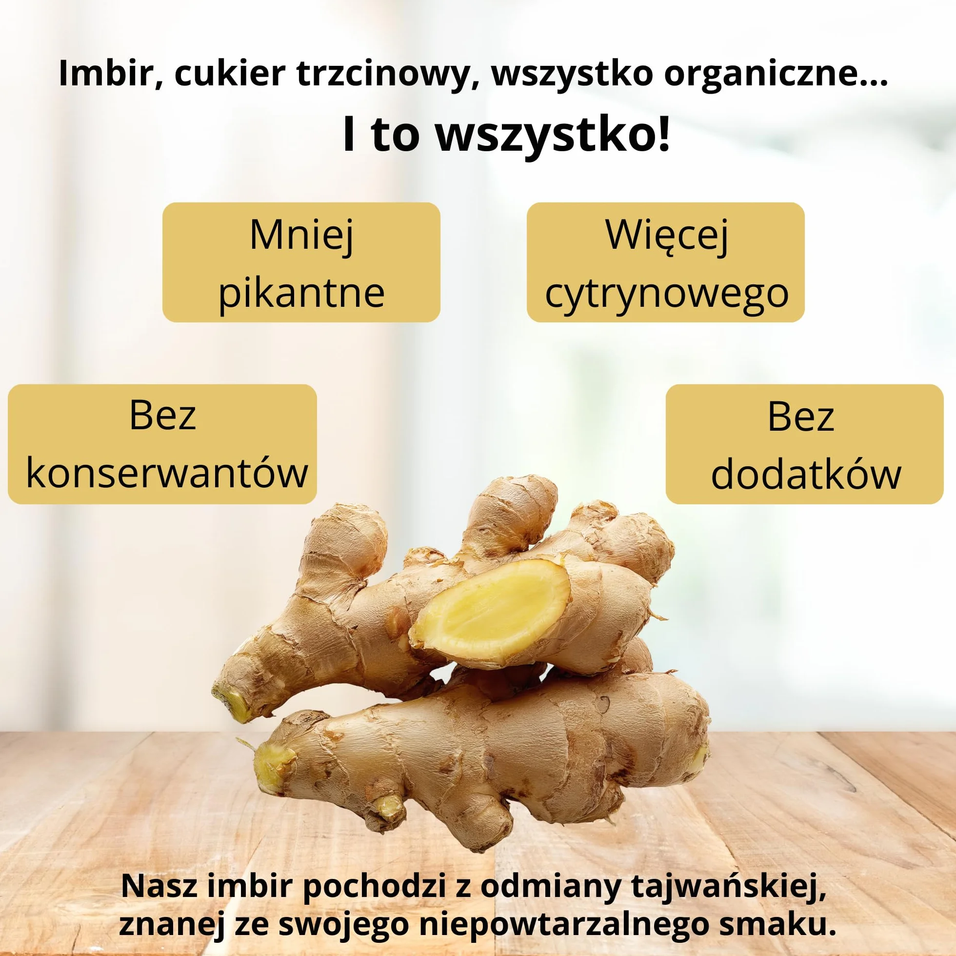 Kandyzowany imbir bio słupki 940g Certyfikat Bio