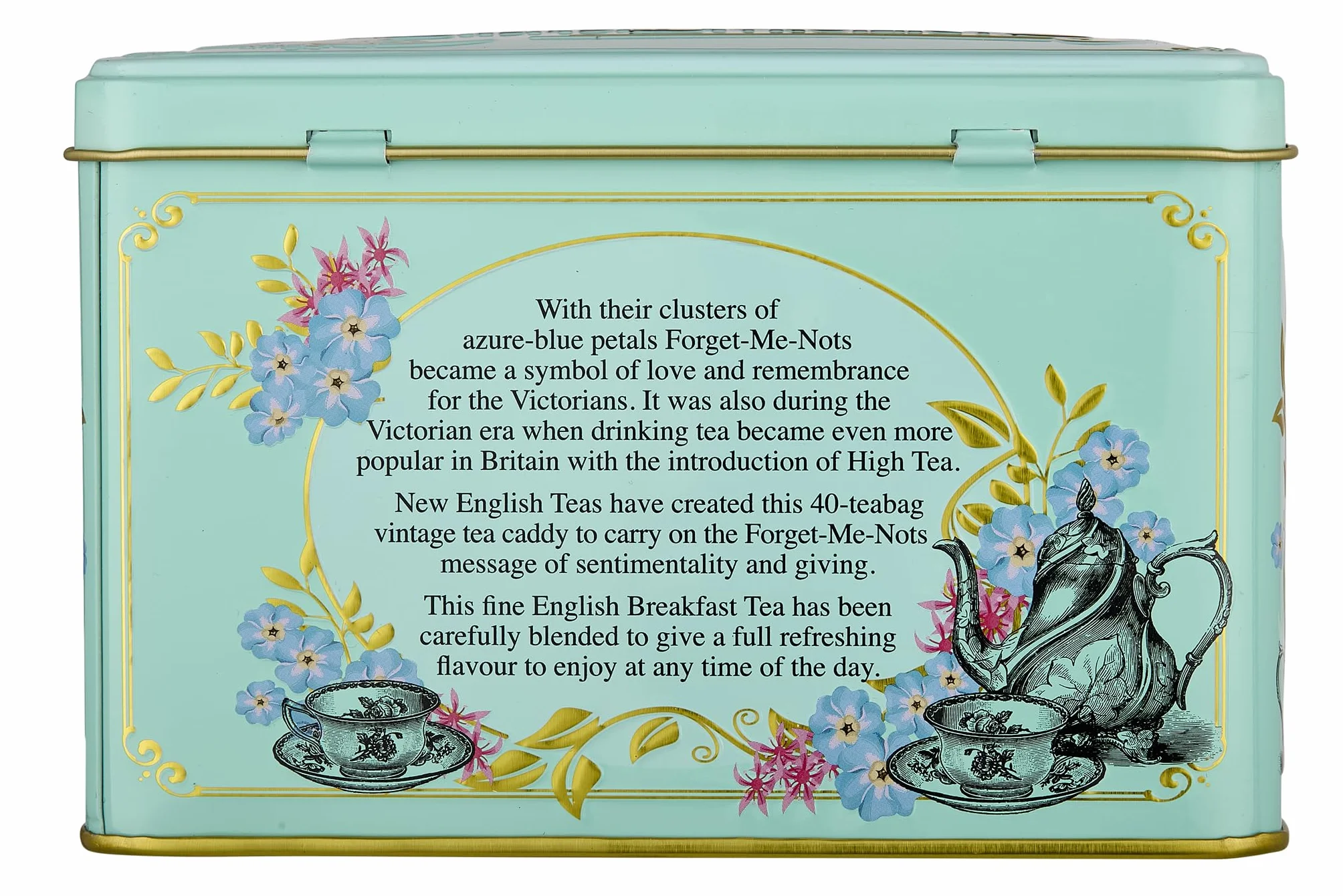New English Teas Vintage wiktoriańska puszka na herbatę z 40 angielskimi saszetkami do herbaty na śniadanie
