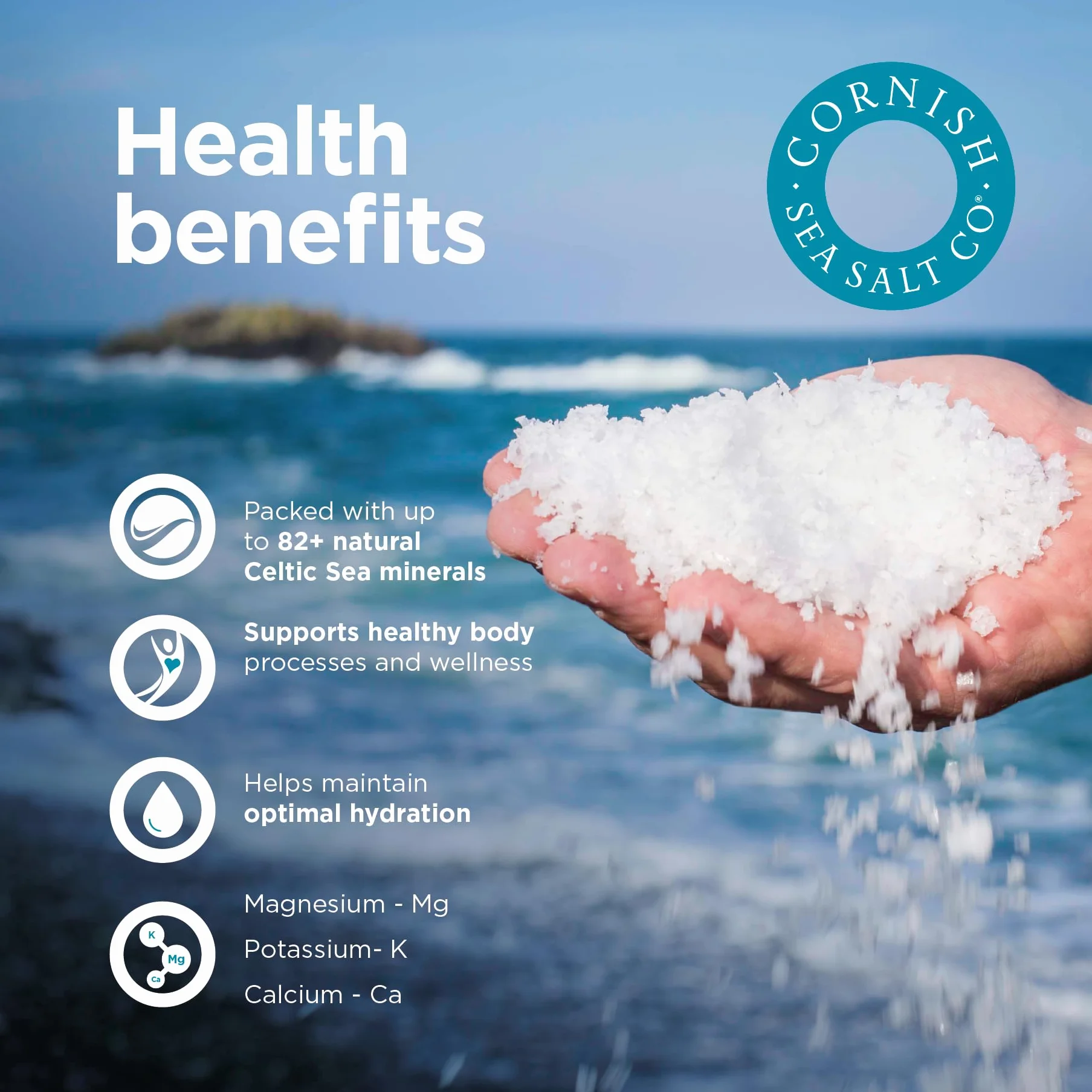 Cornish Sea Salt Crystals Coarse Sea Salt 7.9 oz Resealable Tub
