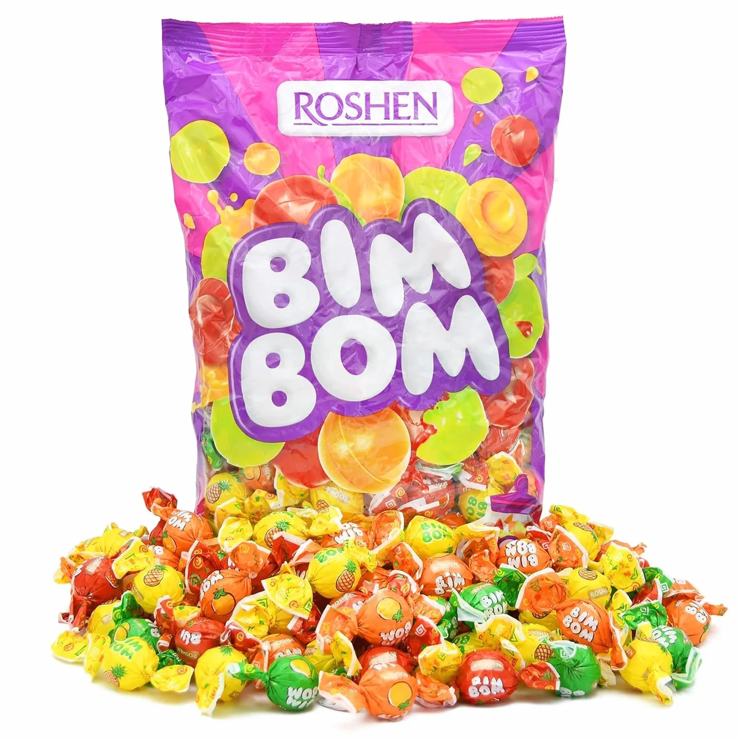 ROSHEN Cukierki Bim Bom karmelki twarde z płynnym owocowym nadzieniem 1kg